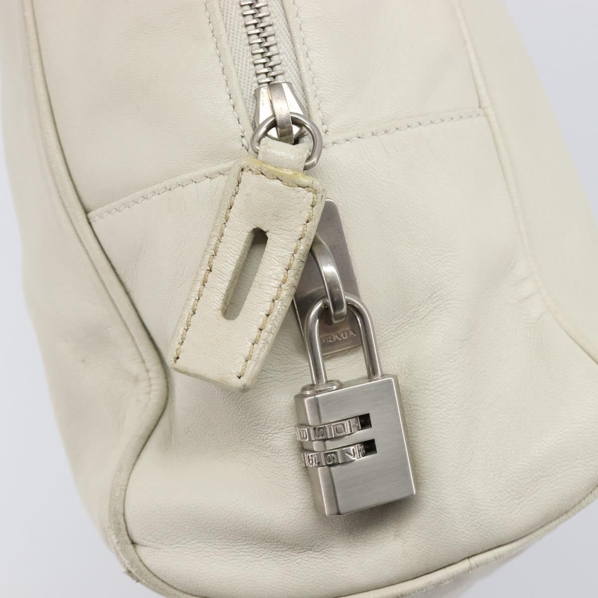 Prada Tote Leather White Leather Tote Bag Bag (Pre-Owned)