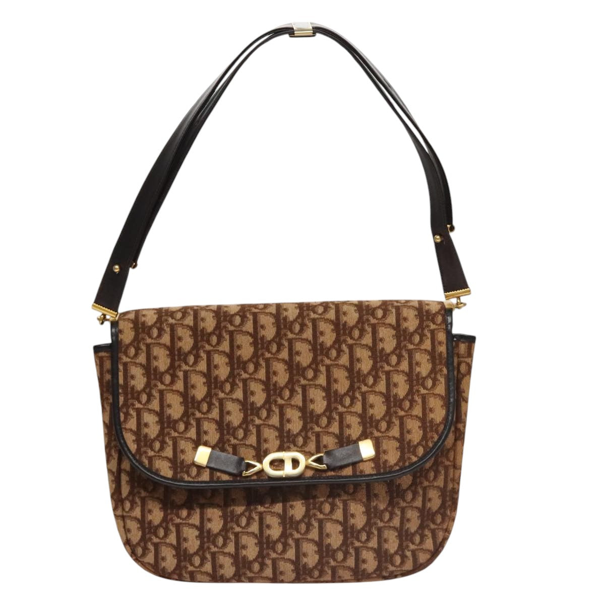 Dior Trotter Brown Canvas Shoulder Bag (Pre-Owned)