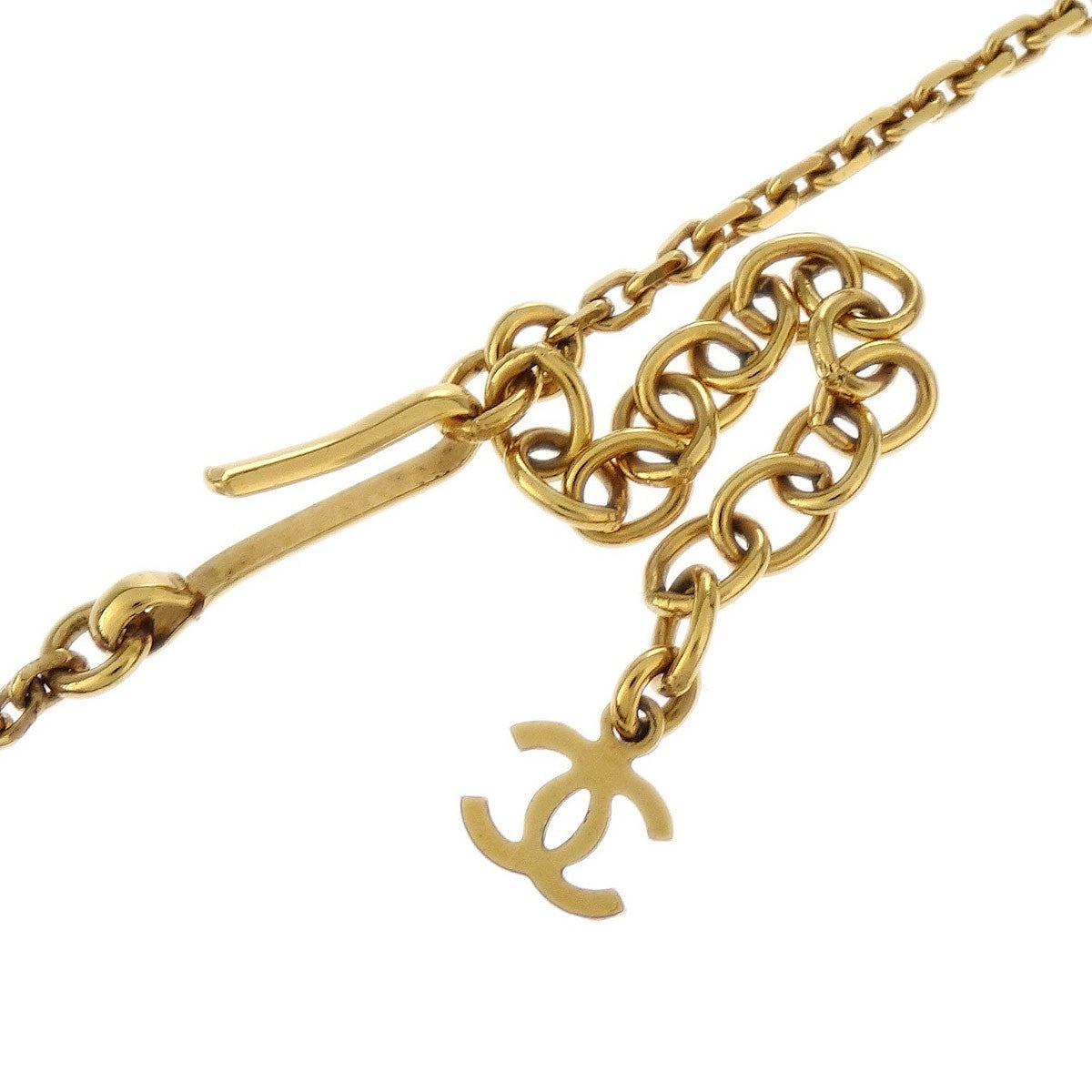 Chanel Vintage Cc Rectangular Pendant Metal And Resin Gold Gold_Plated Necklace Jewelry (Pre-Owned)