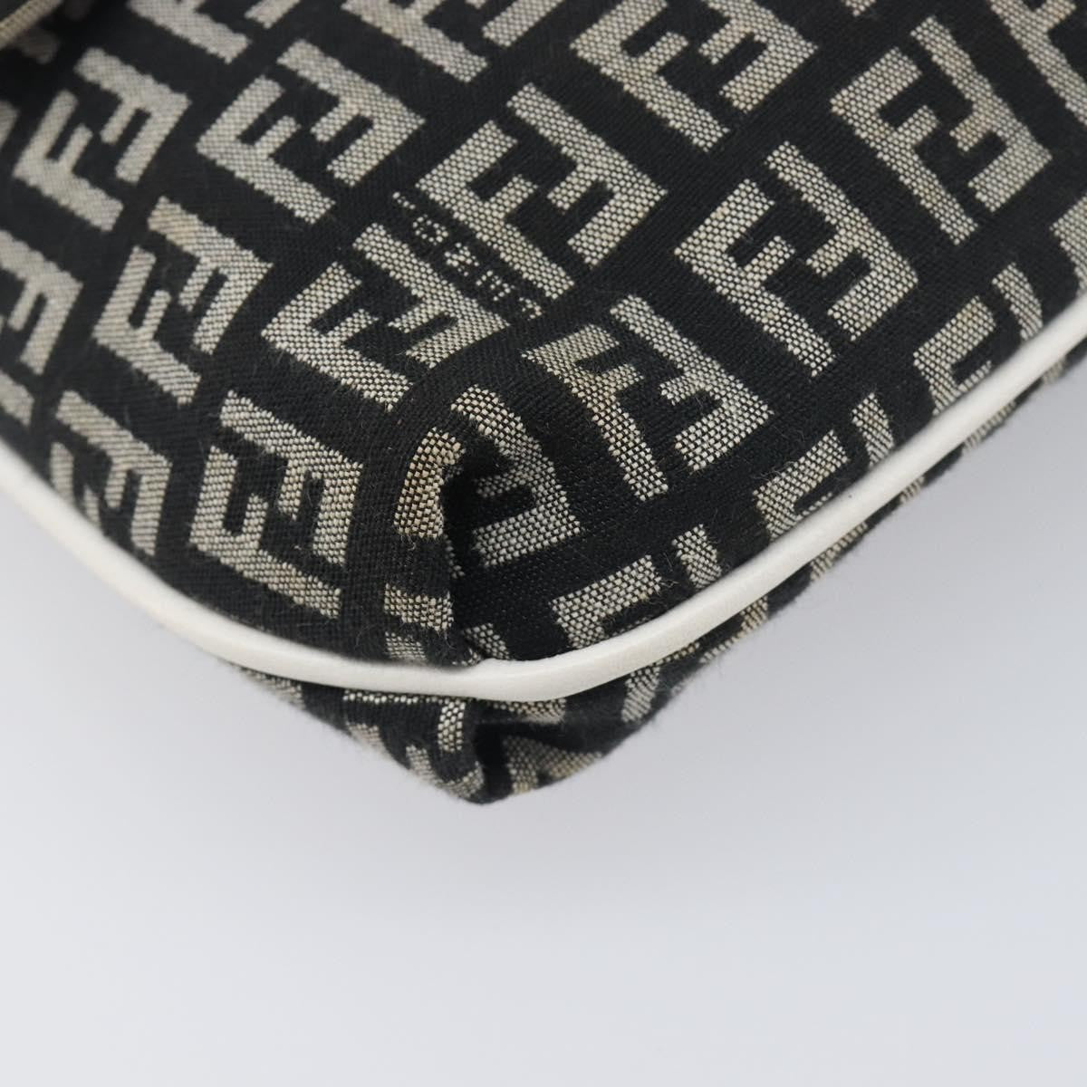 Fendi Vintage Flap Zucchino Canvas Black Canvas Crossbody Bag Bag (Pre-Owned)