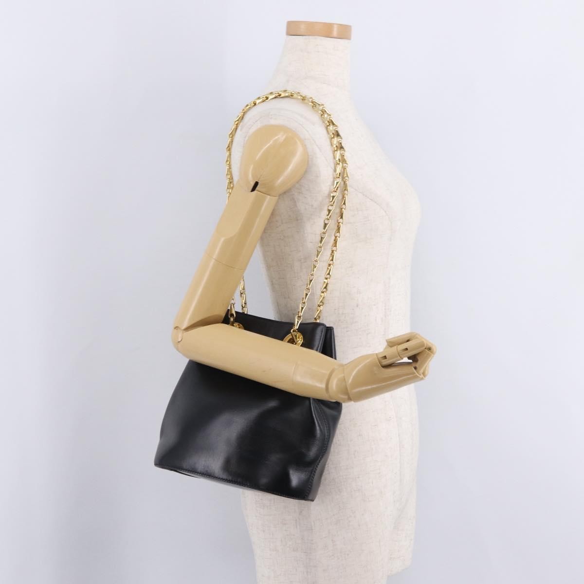 Celine Shoulder Leather Black Leather Shoulder Bag Bag (Pre-Owned)