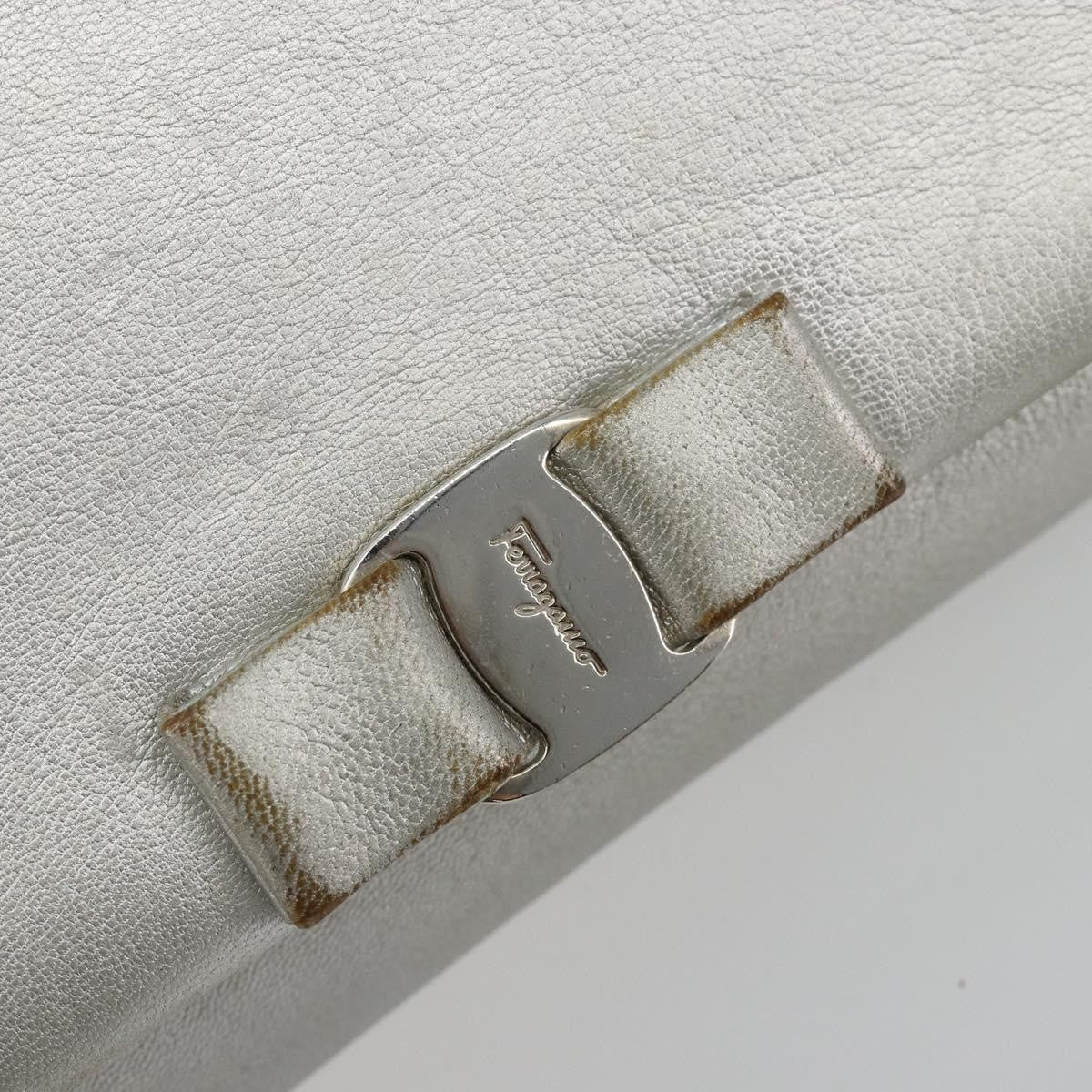 Salvatore Ferragamo Vara Chain Flap Leather Silver Leather Shoulder Bag Bag (Pre-Owned)