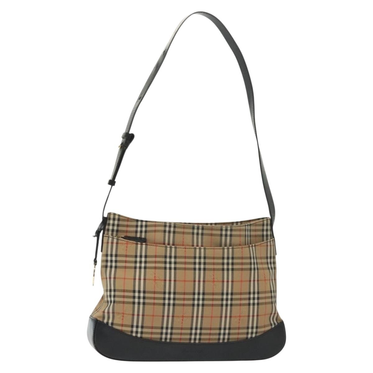 Burberry Shoulder Nova Check Canvas Beige Canvas Bag (Pre-Owned)