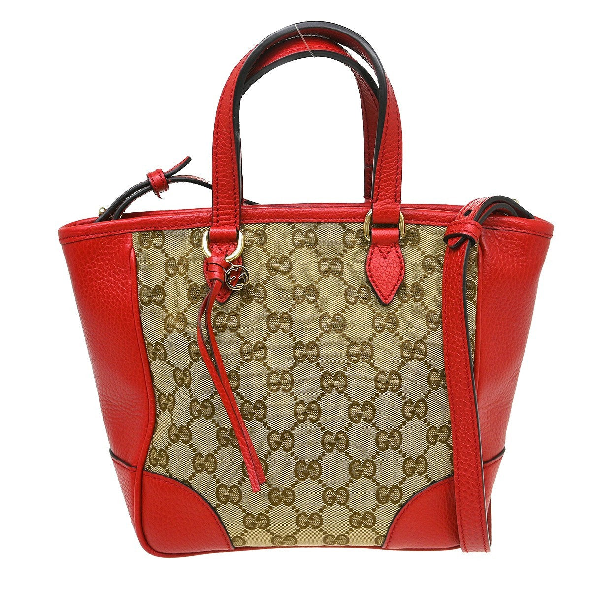 Gucci Bree Tote Gg Canvas With Leather Beige Canvas Handbag (Pre-Owned)
