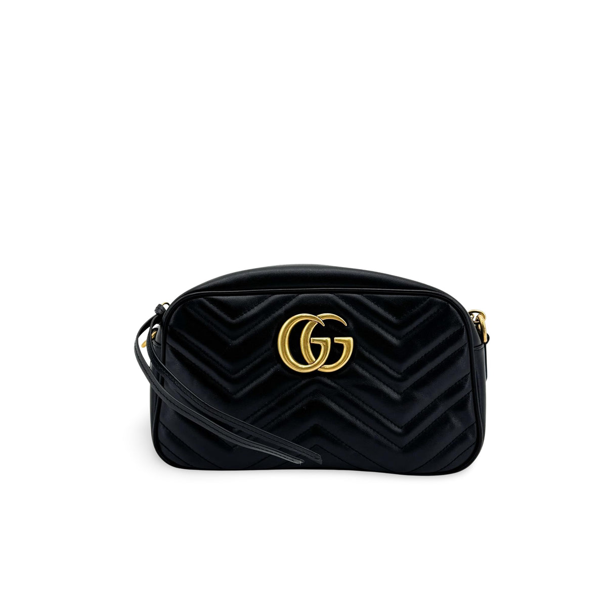 Gucci Gg Marmont Chain Matelasse Leather Black Leather Crossbody Bag Bag (Pre-Owned)