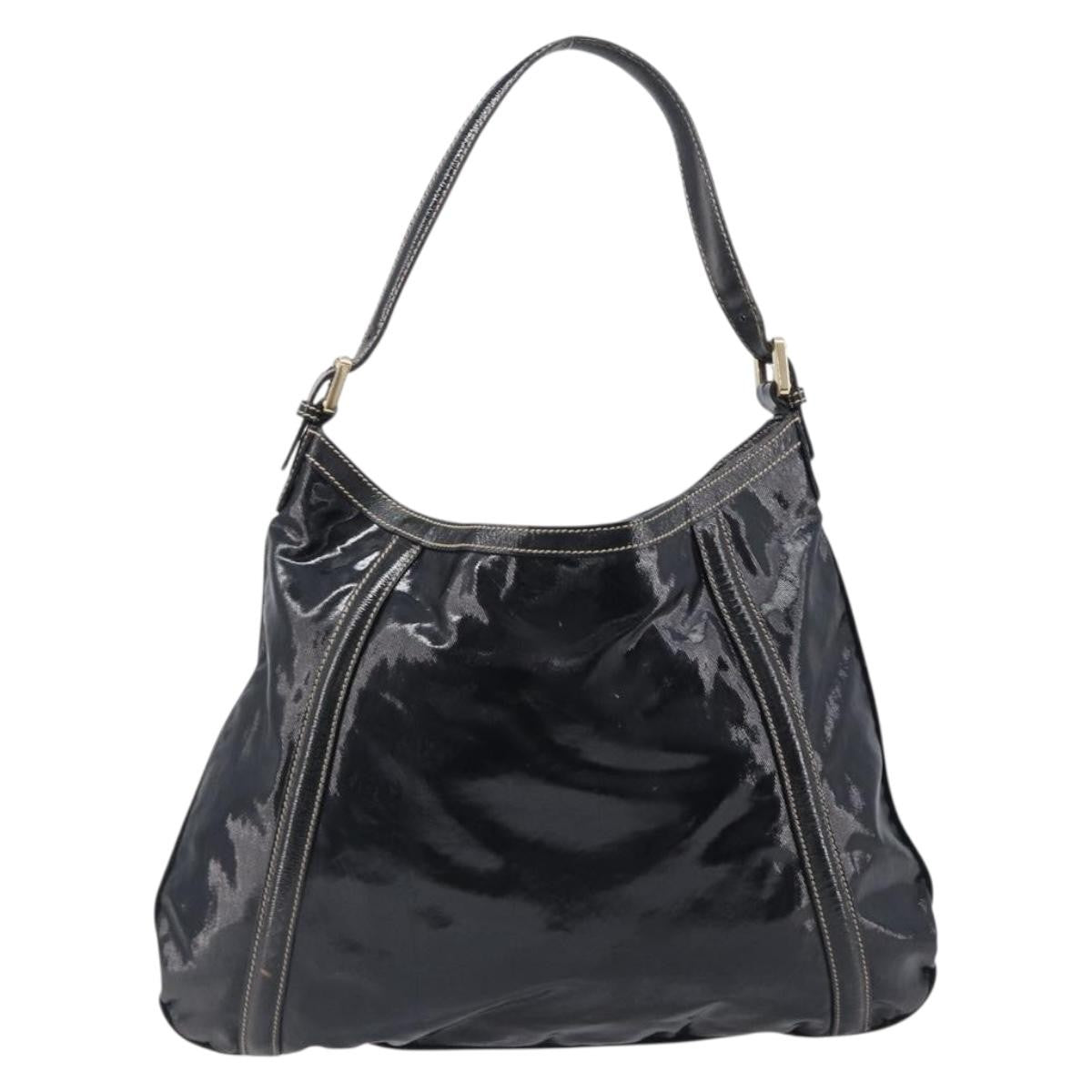 Gucci Britt Web Hobo Dialux Coated Canvas Black Canvas Shoulder Bag Bag (Pre-Owned)