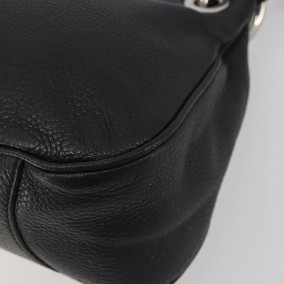 Prada Vitellino Mordo Hobo Leather Black Leather Shoulder Bag Bag (Pre-Owned)