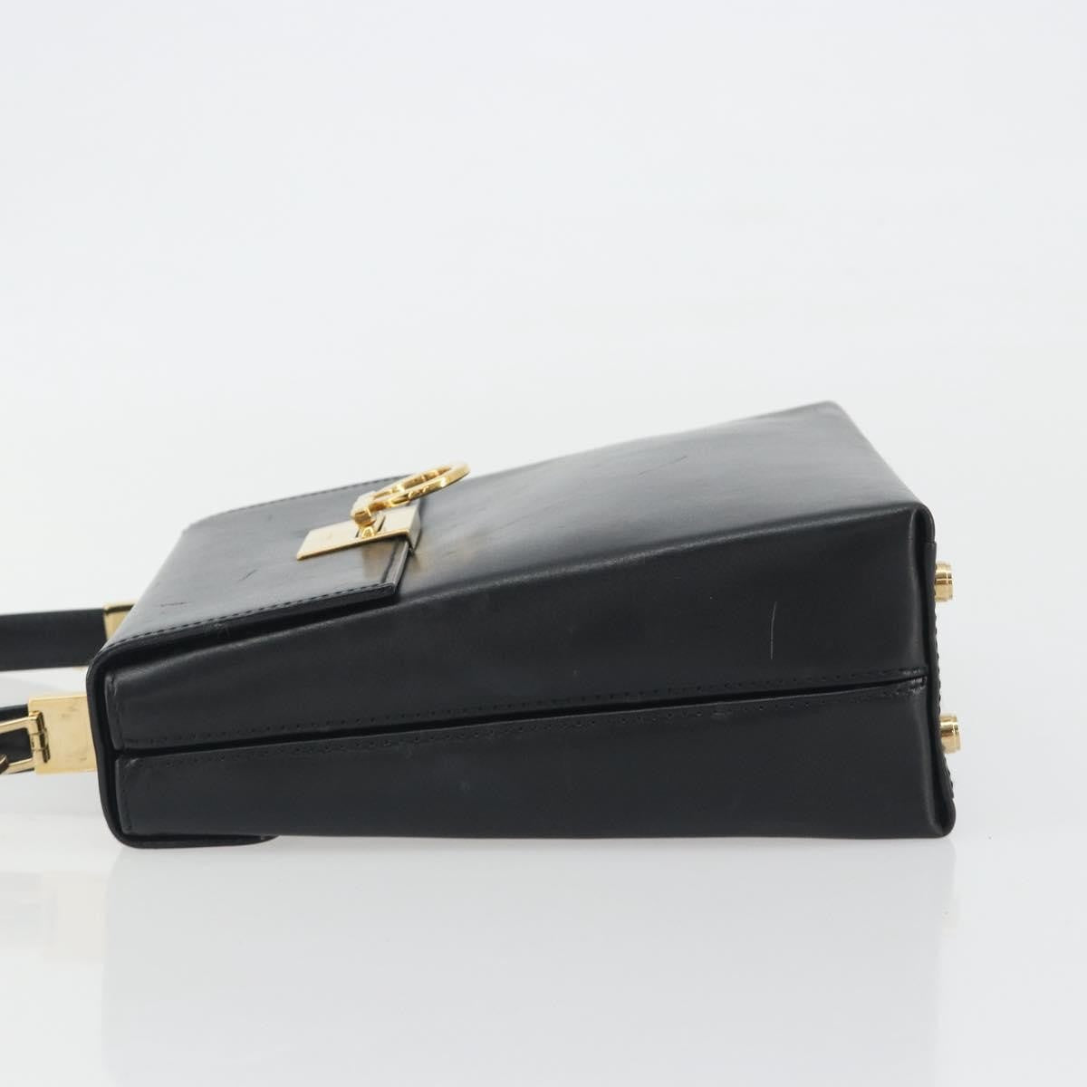 Salvatore Ferragamo Gancini Convertible Top Handle Leather Black Leather Handbag (Pre-Owned)