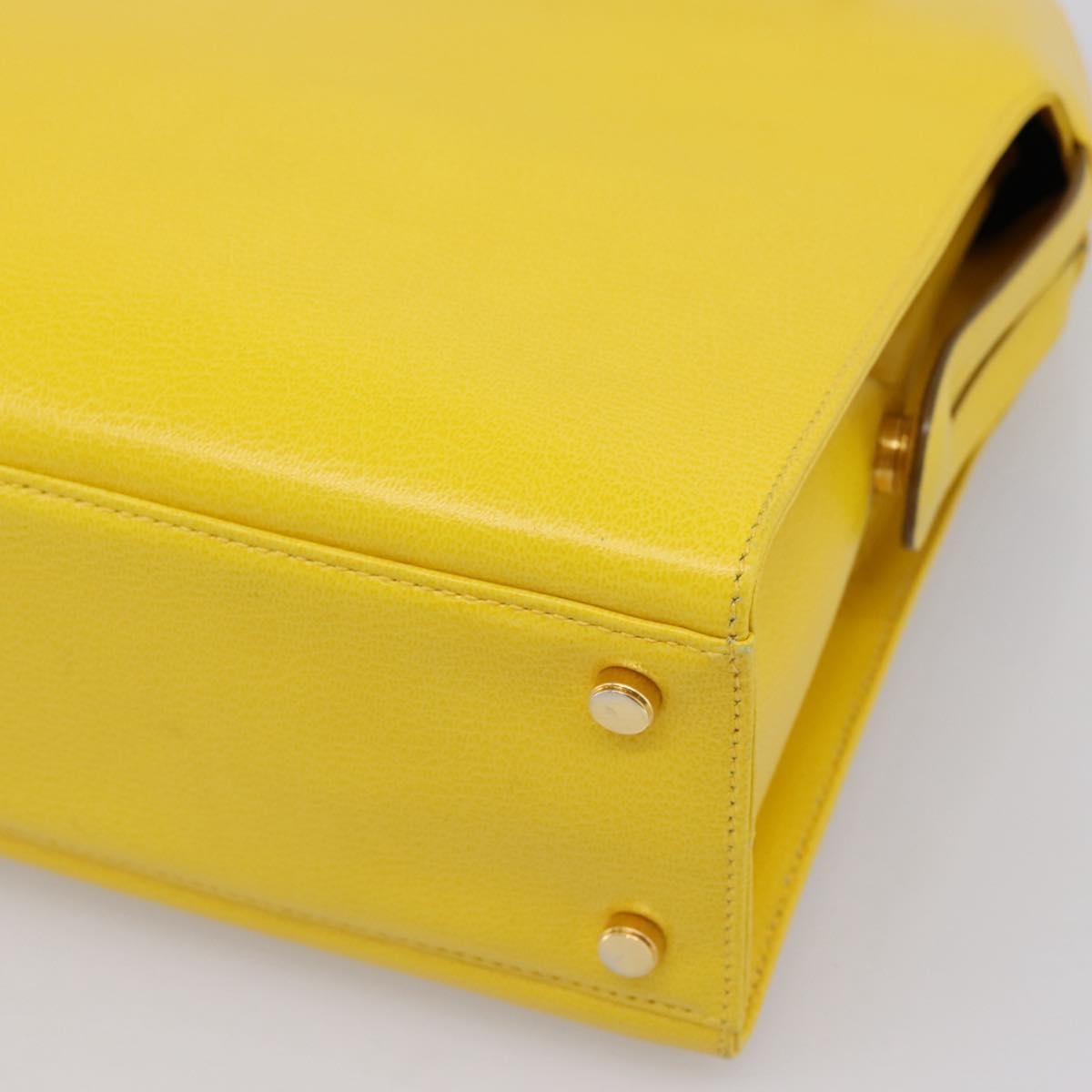 Salvatore Ferragamo Gancini Leather Yellow Leather Handbag (Pre-Owned)