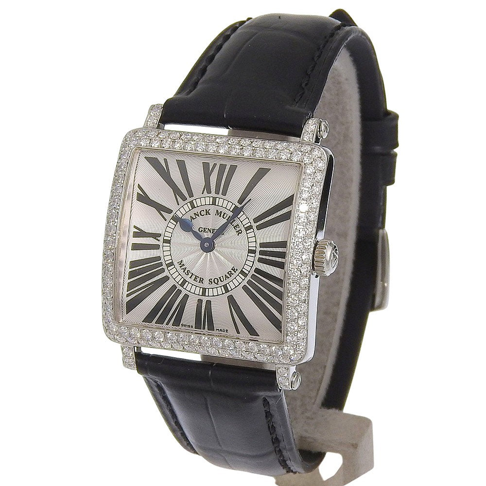 Franck Muller Master Square Quartz Stainless Steel And Alligator With Diamond Bezel And Lugs Watch (Pre-Owned)