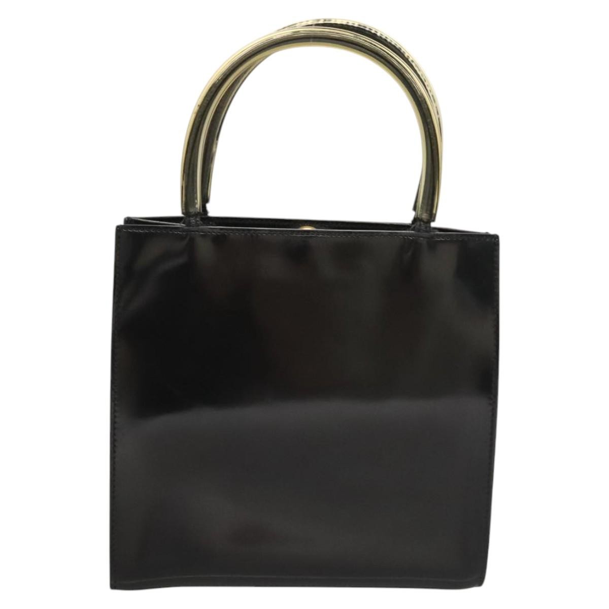Salvatore Ferragamo Vintage Patent Leather Black Patent_Leather Handbag (Pre-Owned)