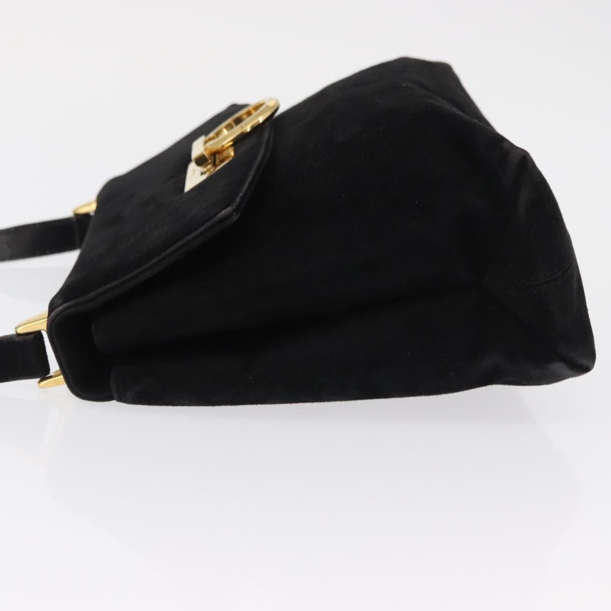 Salvatore Ferragamo Gancini Suede Black Suede Shoulder Bag Bag (Pre-Owned)