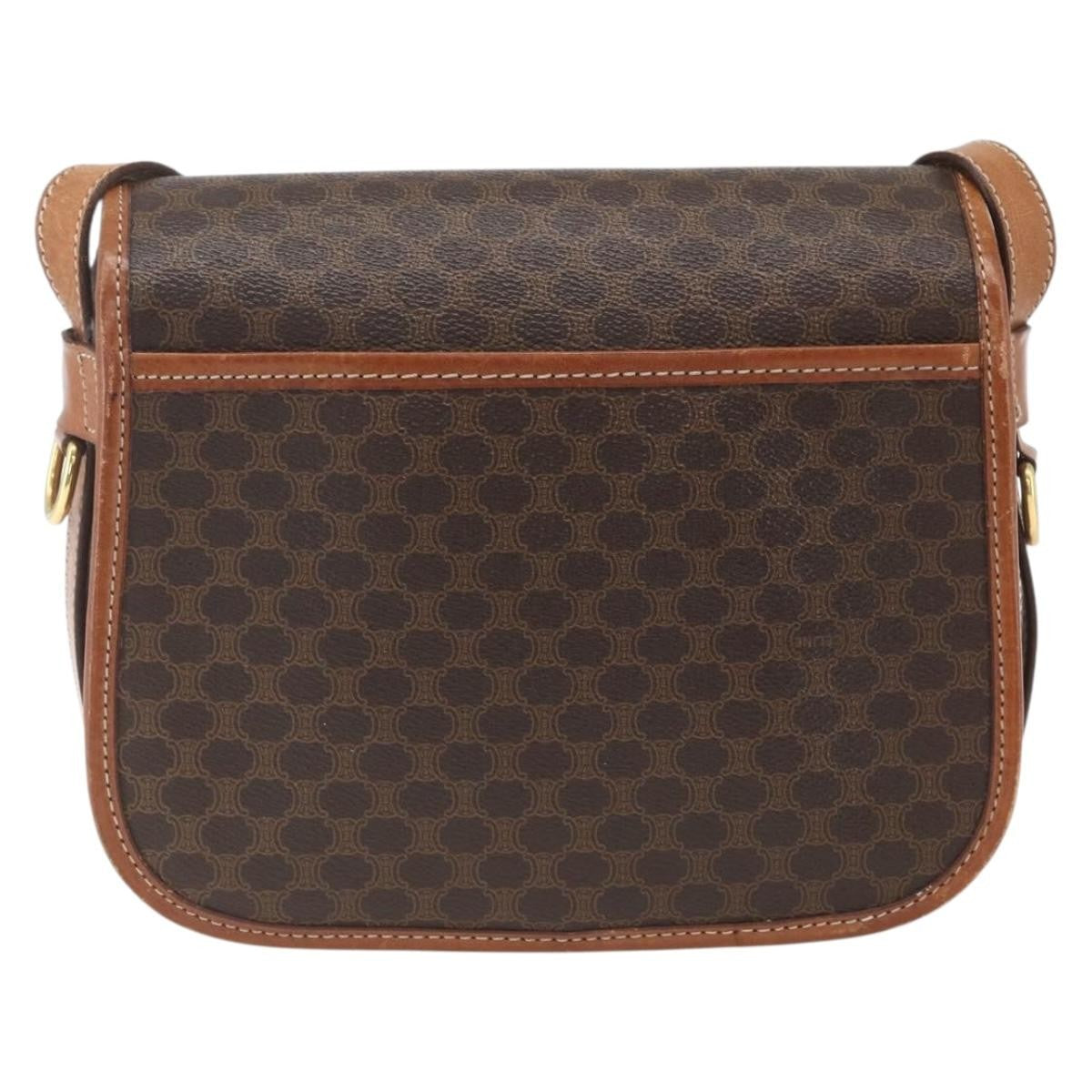 Celine Vintage Macadam Canvas And Leather Brown Canvas Shoulder Bag Bag (Pre-Owned)