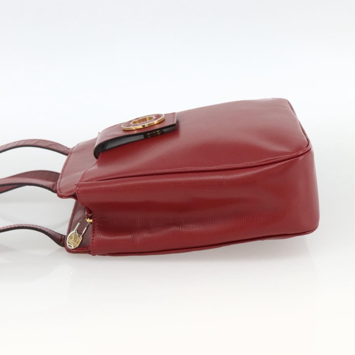 Celine Circle Logo Leather Burgundy Leather Tote Bag Bag (Pre-Owned)