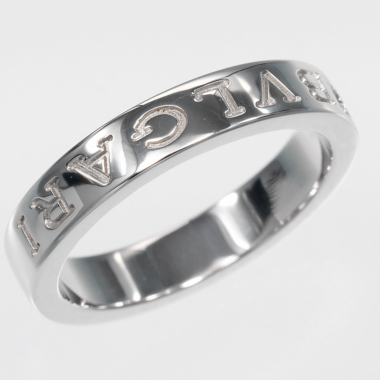Bvlgari B.Zero1 Essential Logo Band 18K White Gold And Diamond Silver White_Gold Ring Jewelry (Pre-Owned)