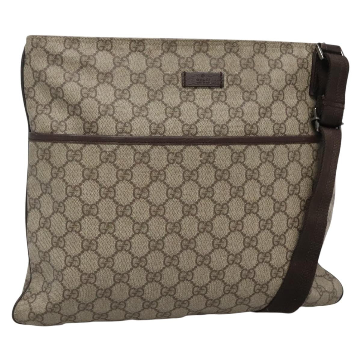 Gucci Zip Top Messenger Gg Coated Canvas Beige Canvas Shoulder Bag Bag (Pre-Owned)