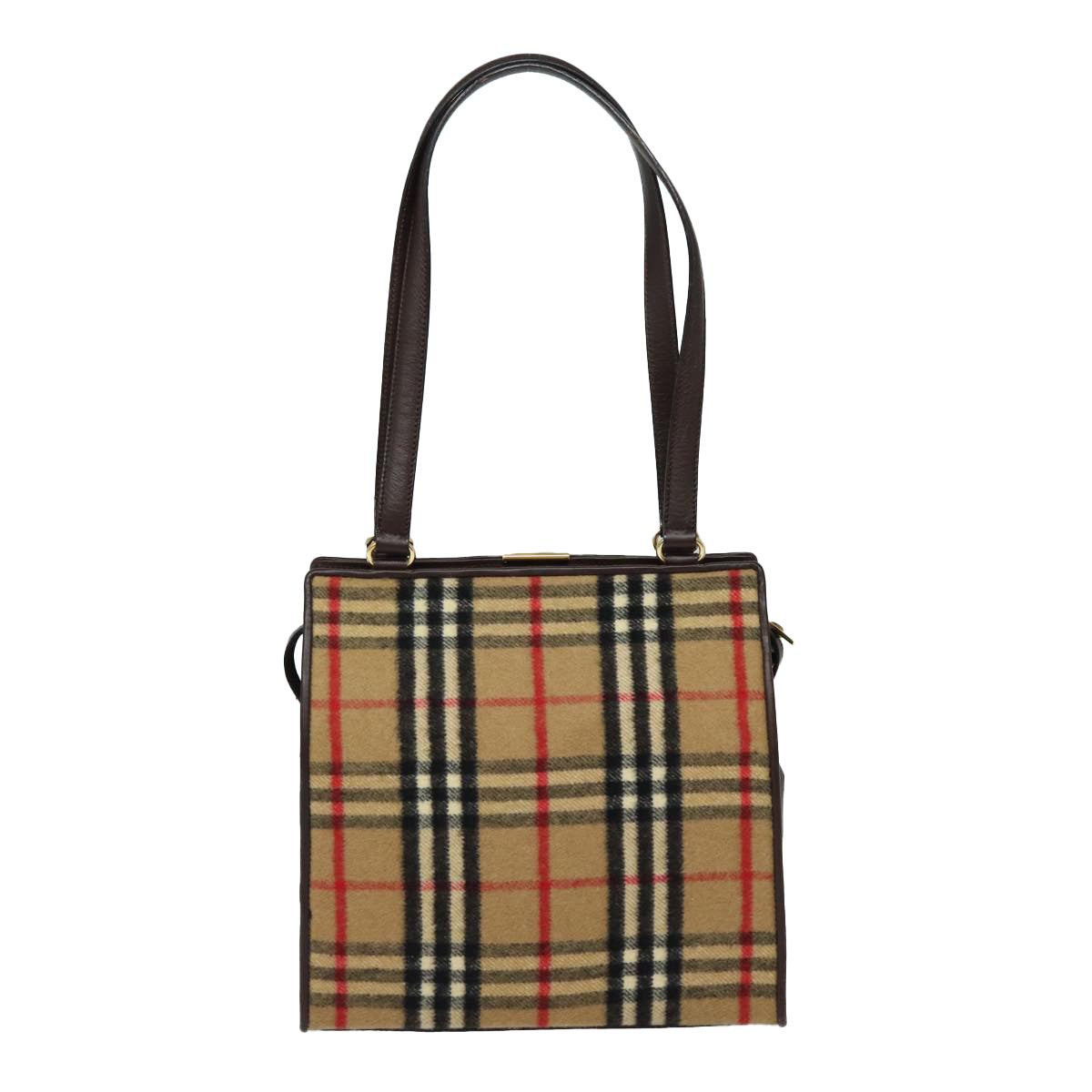 Burberry Nova Check Beige Wool Shoulder Bag (Pre-Owned)