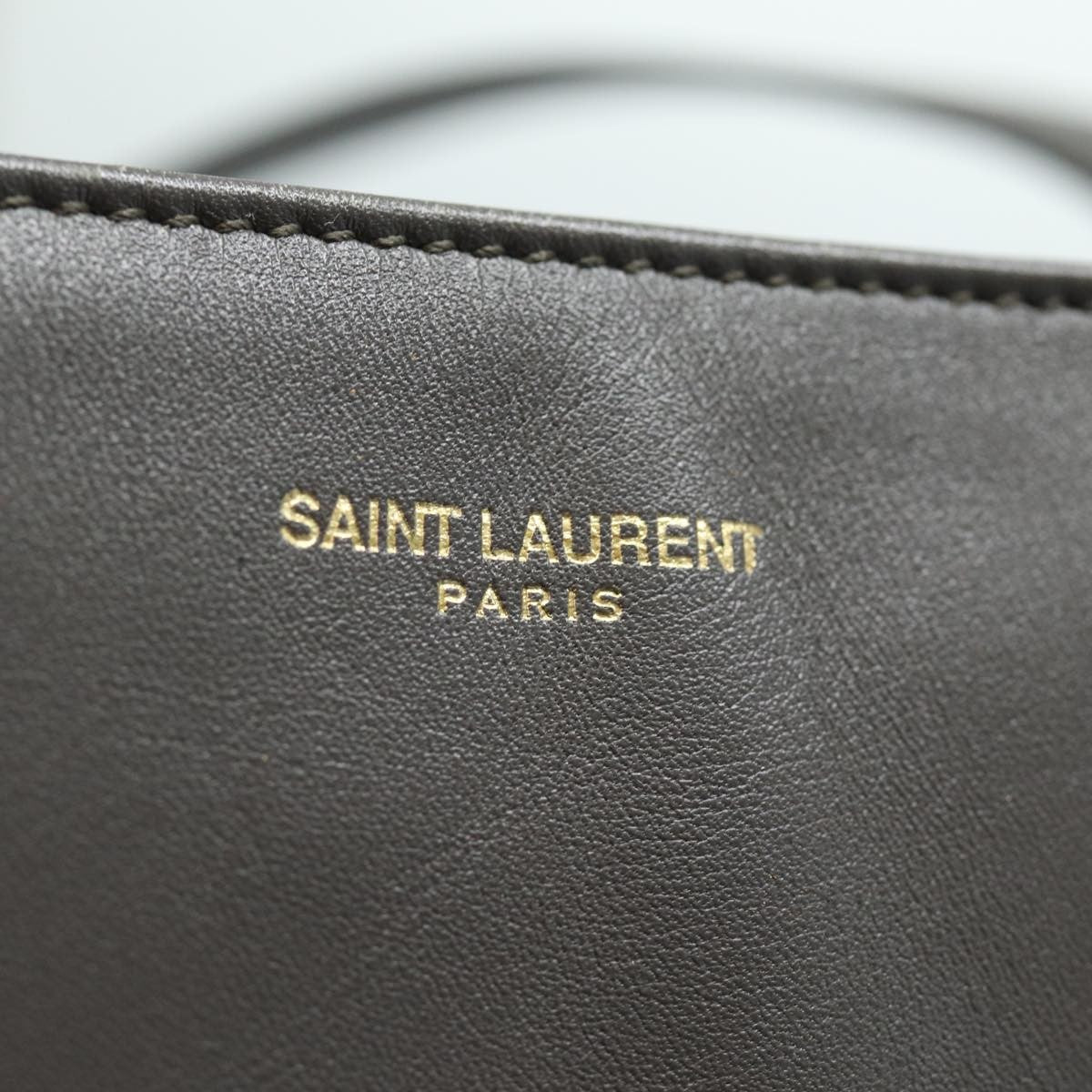 Saint Laurent Reversible North South Shopper Leather Gray Leather Tote Bag Bag (Pre-Owned)