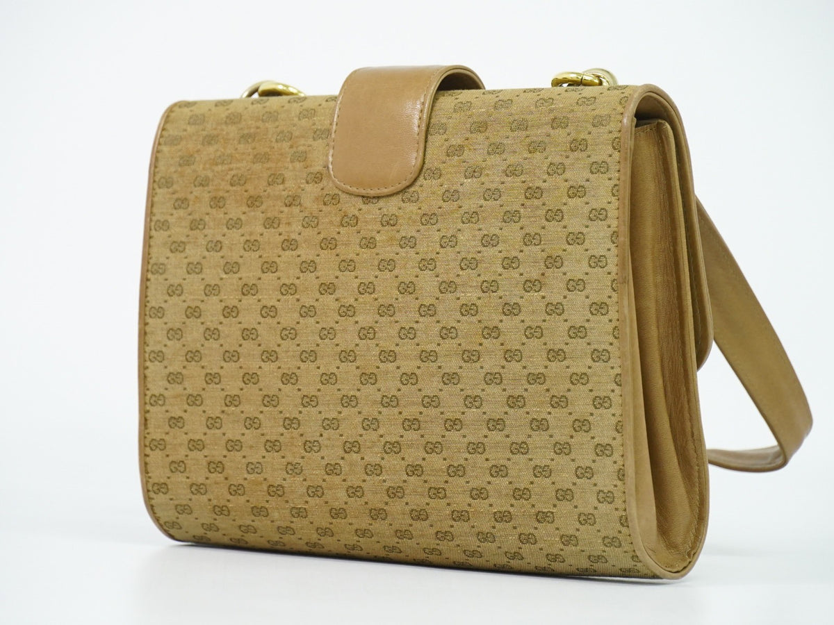 Gucci Shoulder Canvas Beige Canvas Shoulder Bag Bag (Pre-Owned)