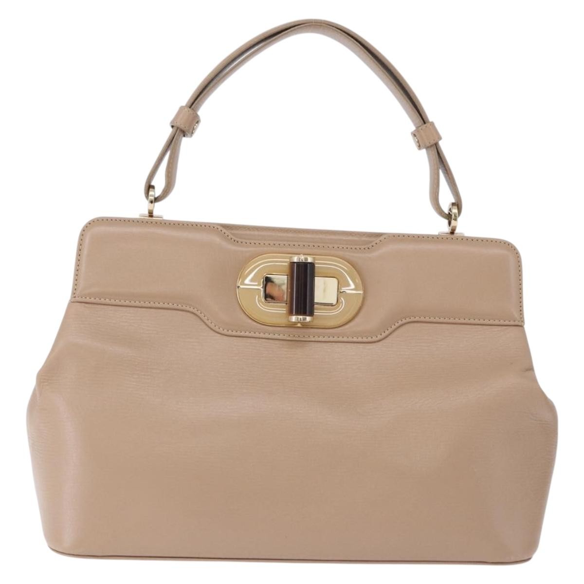 Bvlgari Isabella Rossellini Leather Beige Leather Handbag (Pre-Owned)
