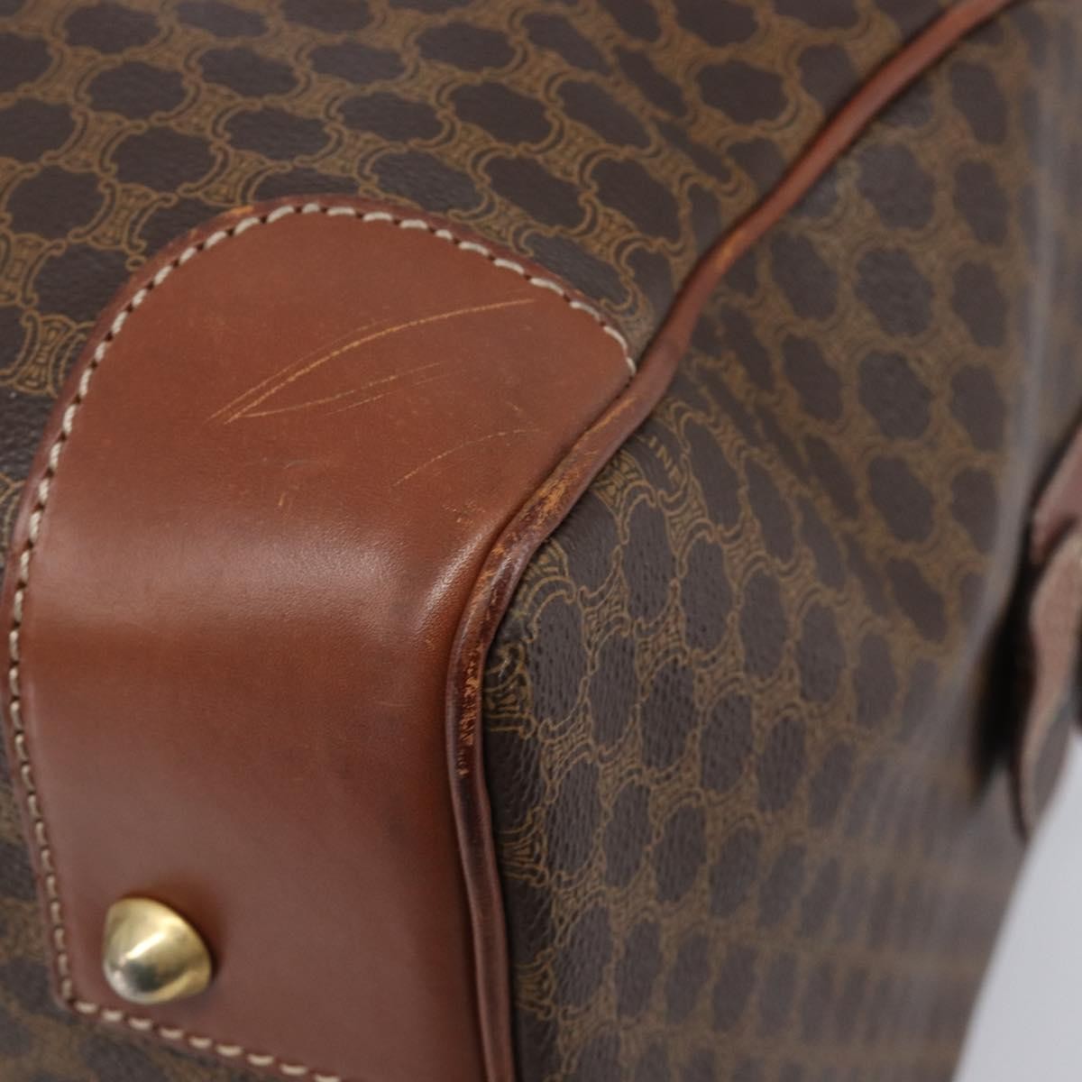 Celine Vintage Duffle Macadam Coated Canvas Brown Canvas Handbag (Pre-Owned)