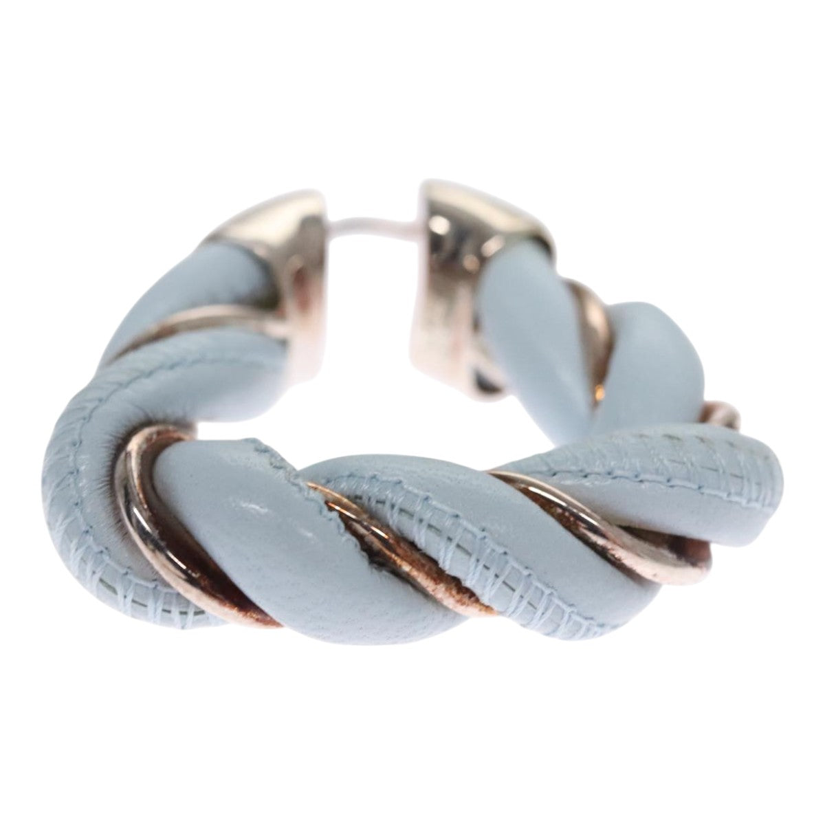 Bottega Veneta Triangle Blue Leather Earring Jewelry (Pre-Owned)