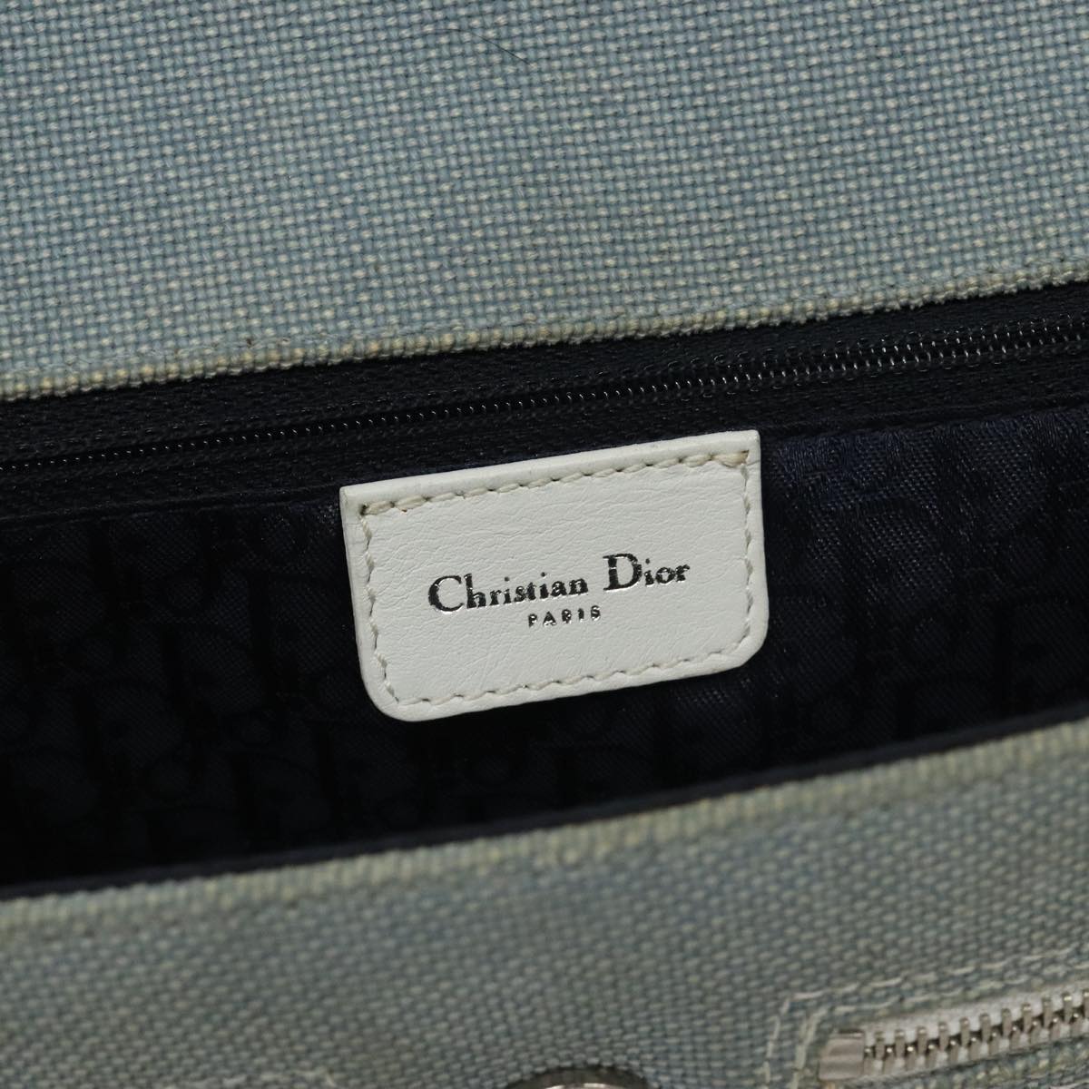 Dior Trotter Blue Canvas Shoulder Bag (Pre-Owned)