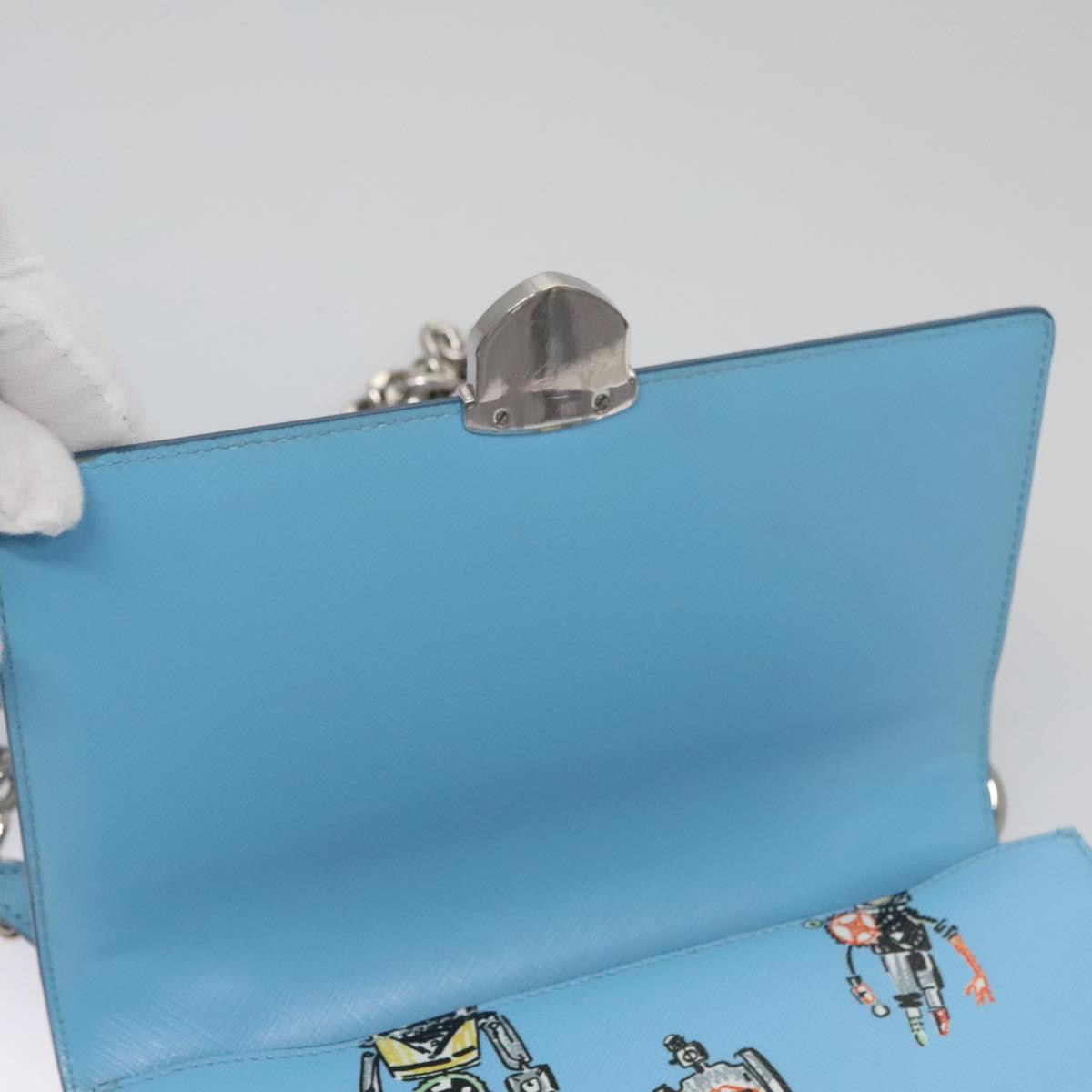 Prada Robot Blue Leather Shoulder Bag (Pre-Owned)
