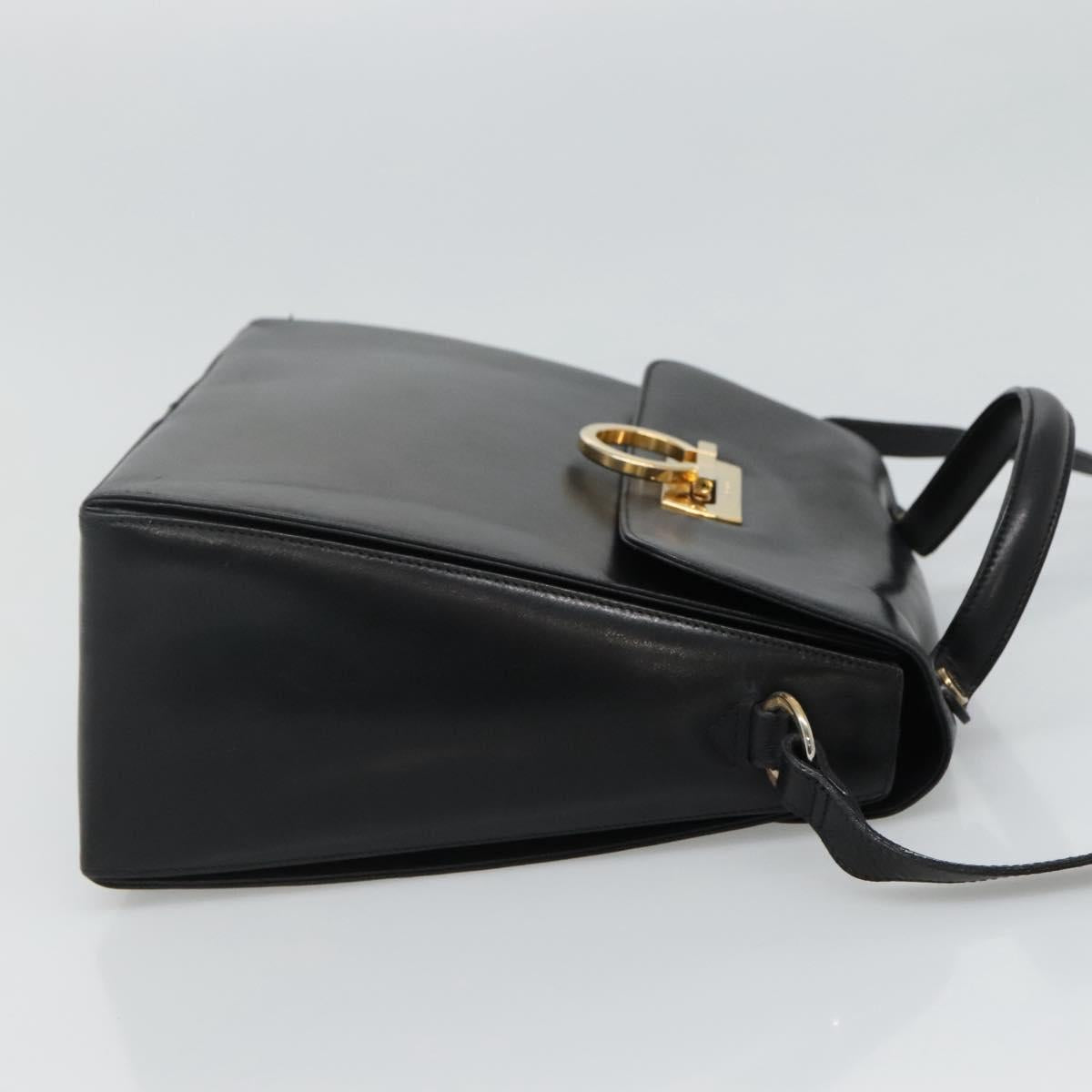 Salvatore Ferragamo Gancini Black Leather Handbag (Pre-Owned)