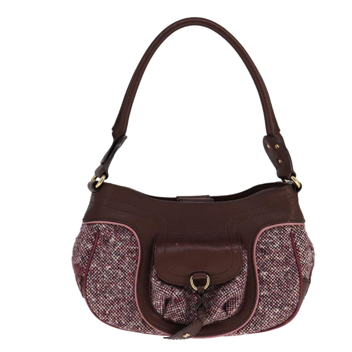 Céline Burgundy Tweed Shoulder Bag (Pre-Owned)