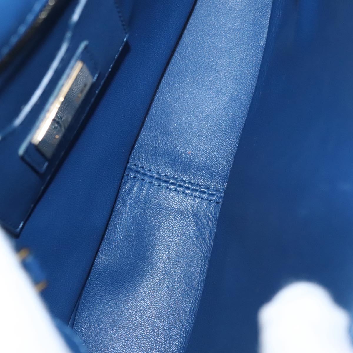 Fendi Bebaguette Blue Leather Shoulder Bag (Pre-Owned)