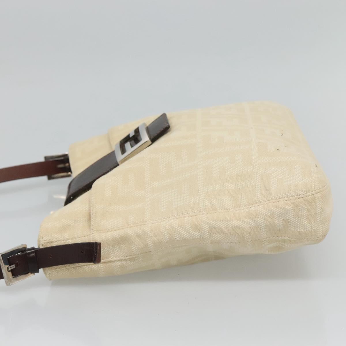 Fendi Zucca Beige Canvas Shoulder Bag (Pre-Owned)
