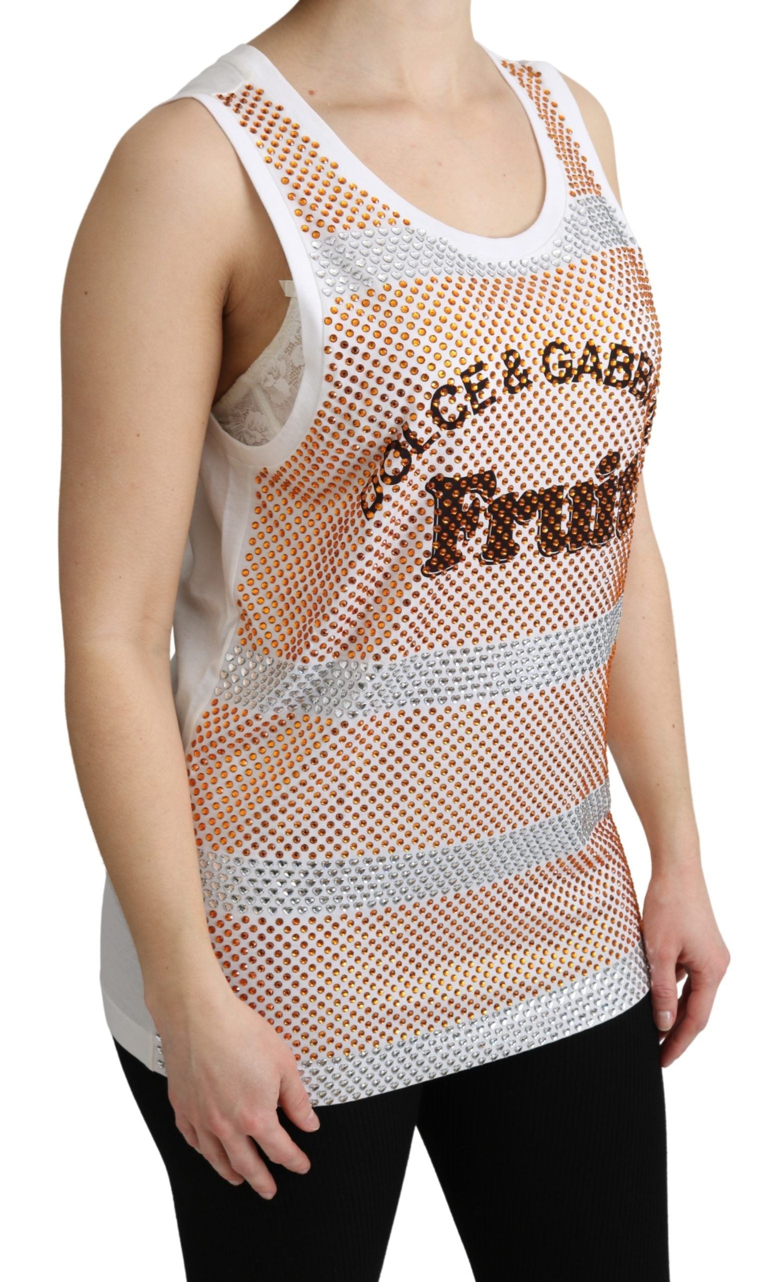 Dolce & Gabbana Crystal Embellished Sleeveless Cotton Women's Top