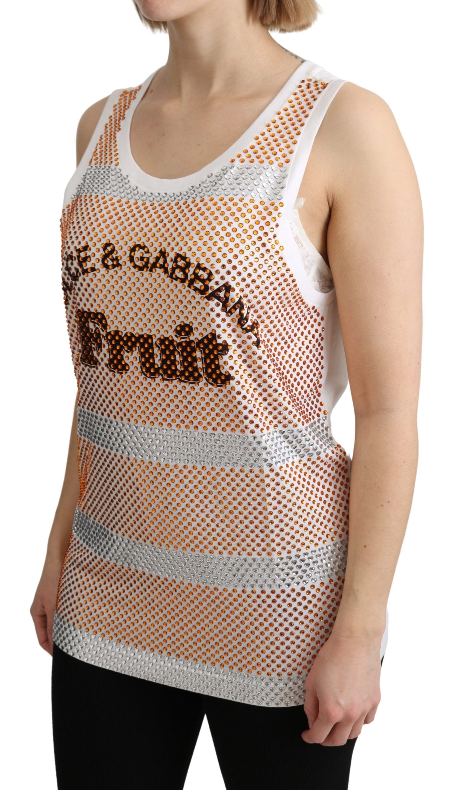 Dolce & Gabbana Crystal Embellished Sleeveless Cotton Women's Top
