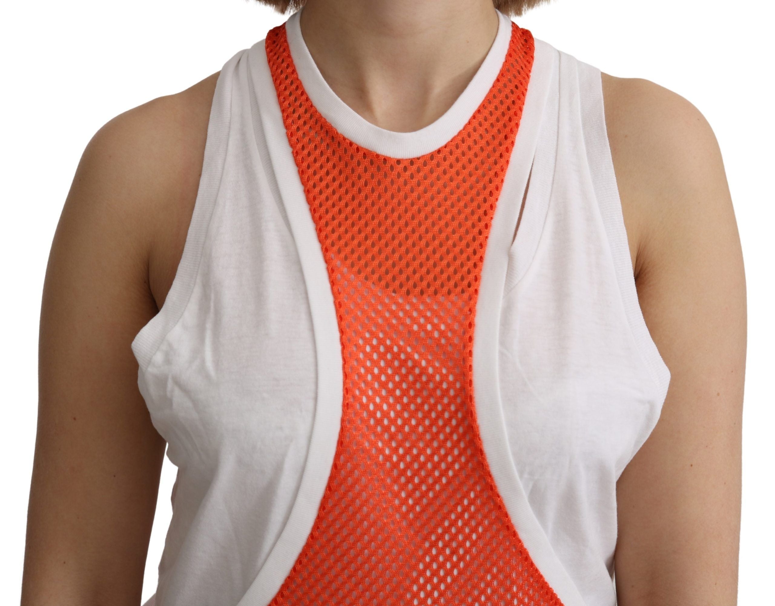 Dsquared² Orange White Crewneck Sleeveless Tank T-shirt Dress Women's Top