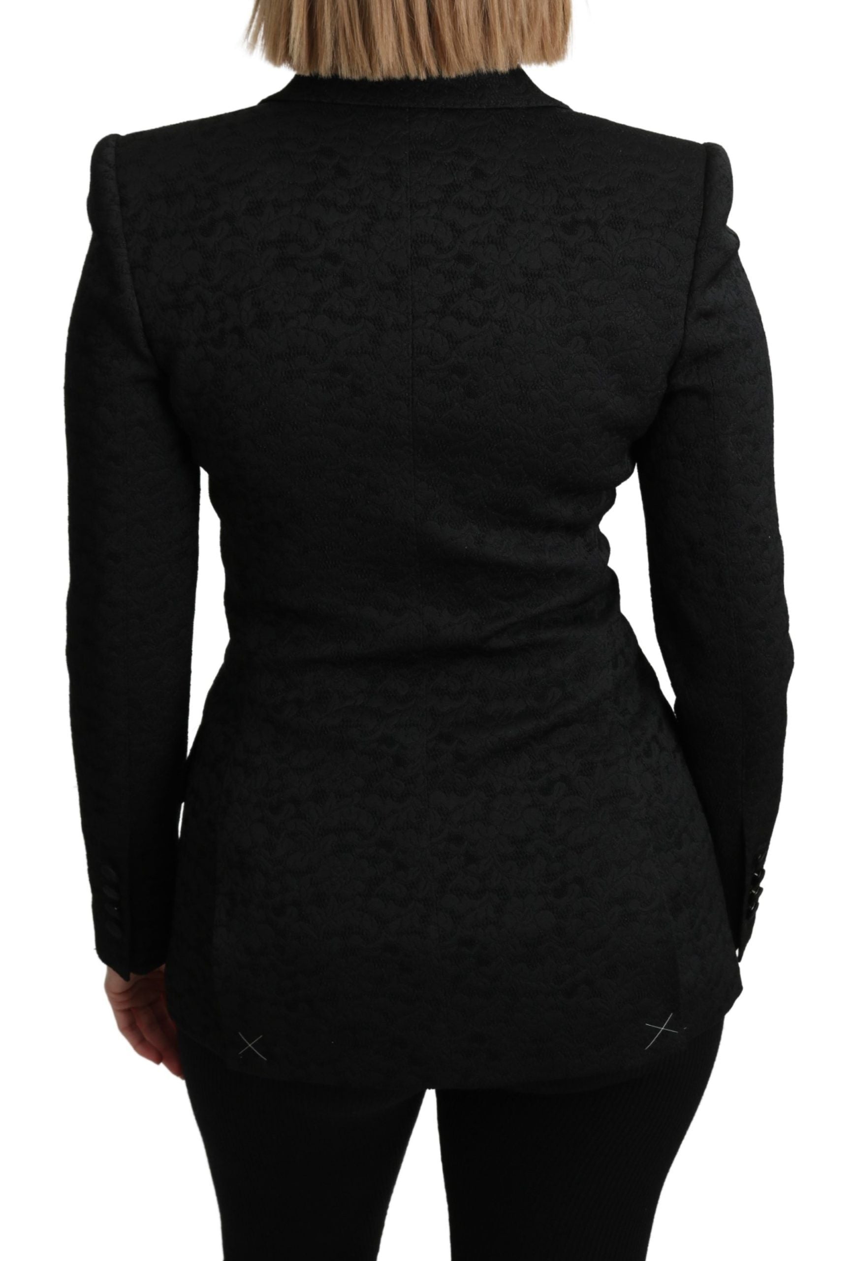 Dolce & Gabbana Black Brocade Single Breasted Blazer Women's Jacket