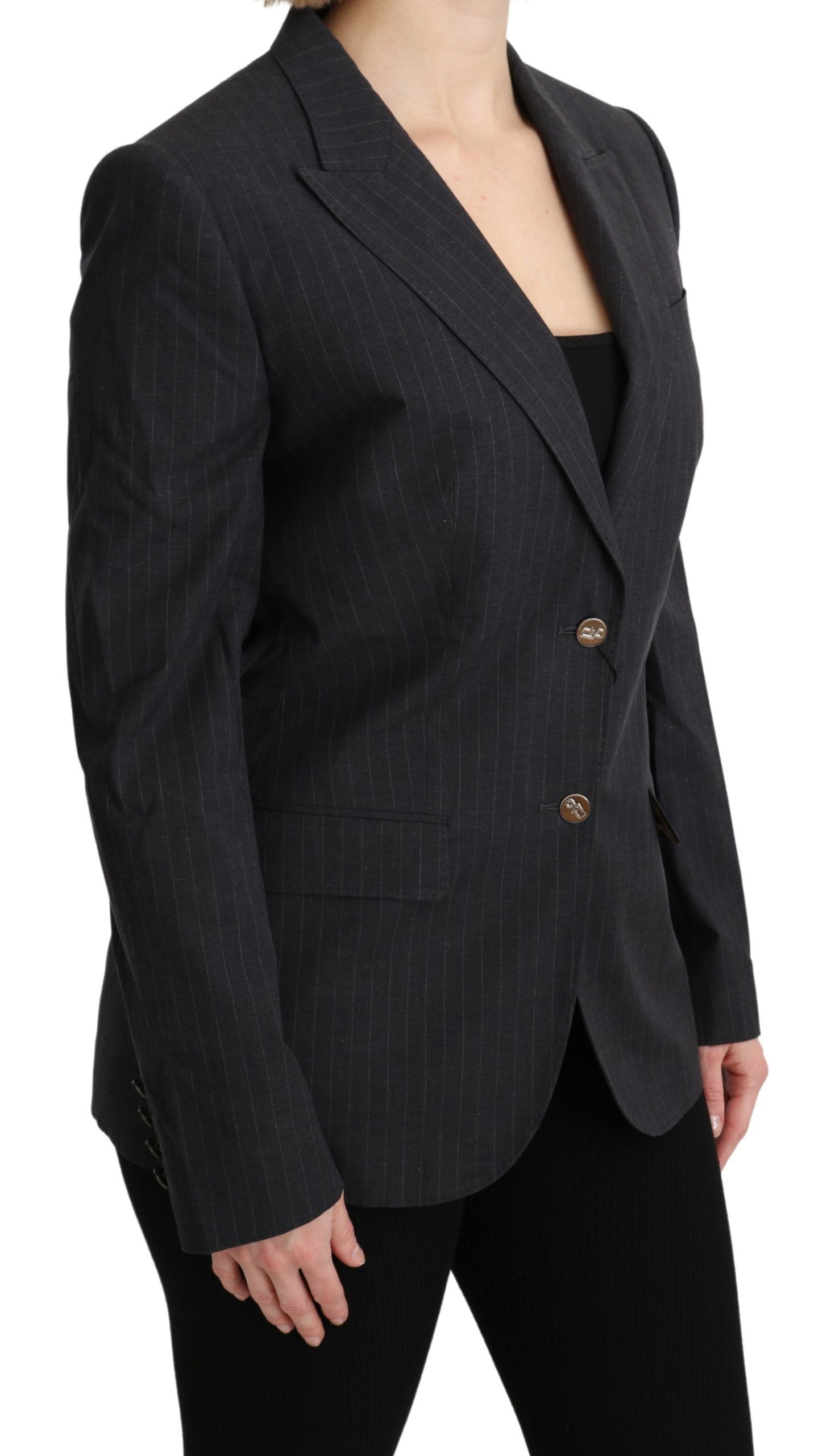 Dolce & Gabbana Gray Single Breasted Blazer Cotton Women's Jacket