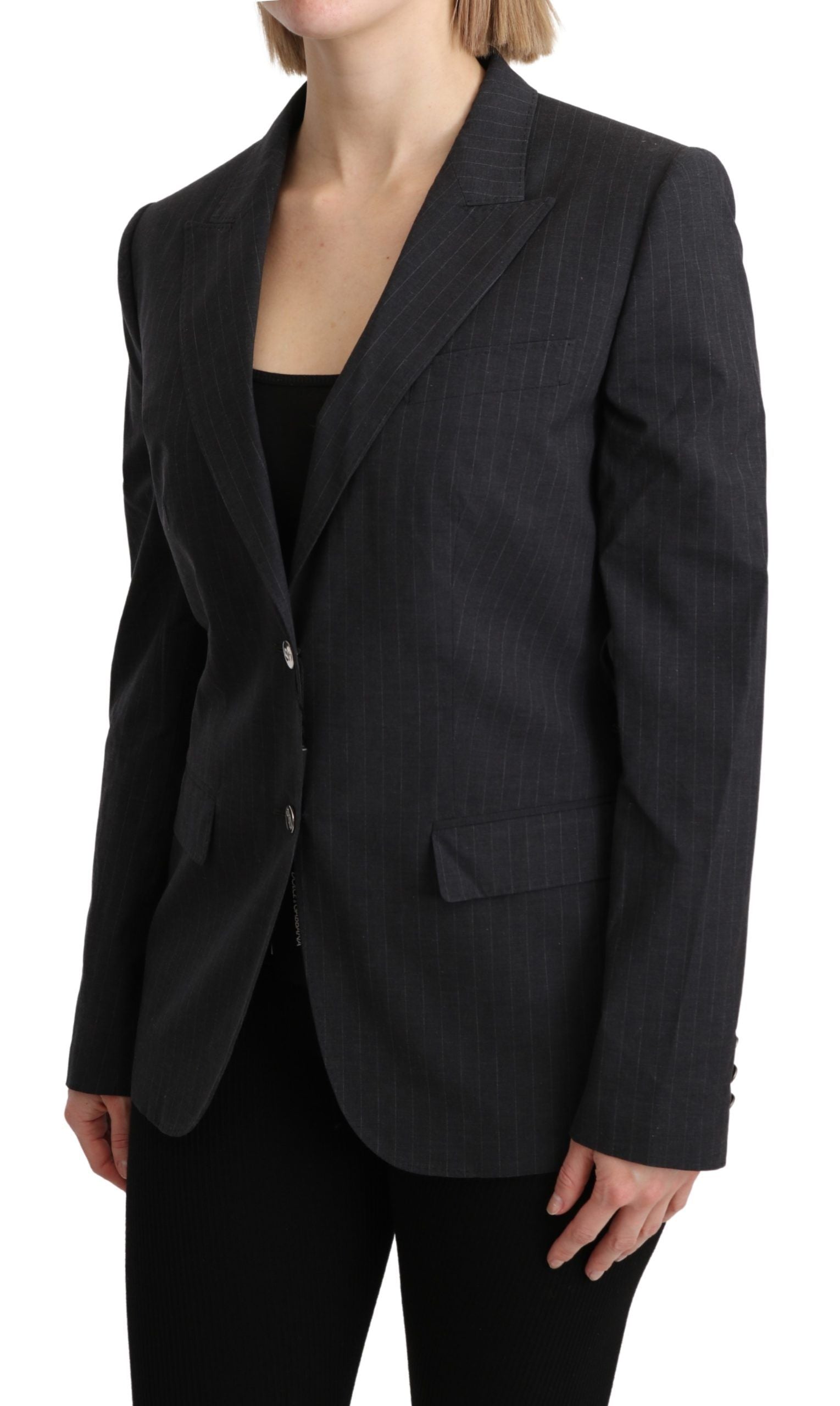 Dolce & Gabbana Gray Single Breasted Blazer Cotton Women's Jacket