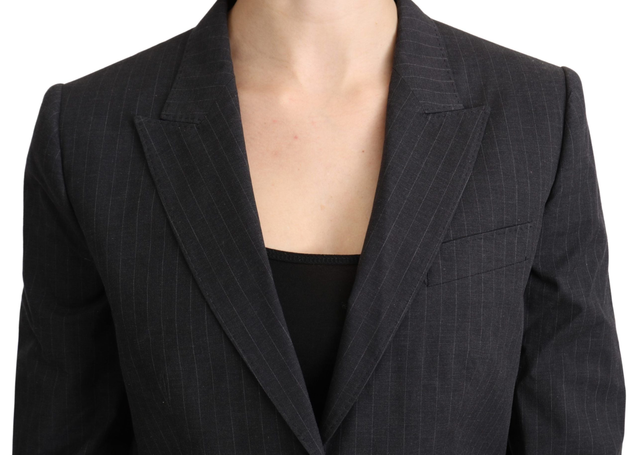 Dolce & Gabbana Gray Single Breasted Blazer Cotton Women's Jacket