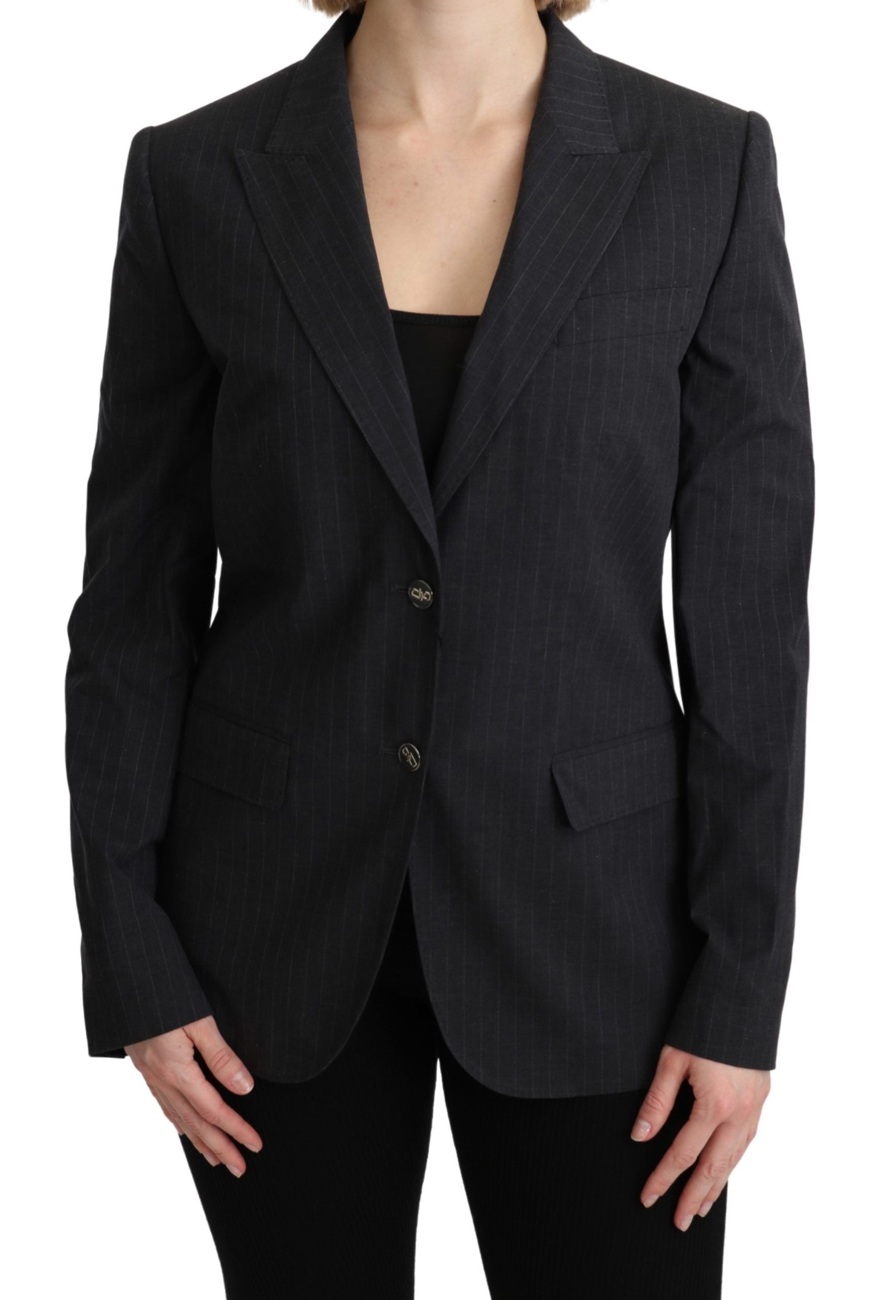 Dolce & Gabbana Gray Single Breasted Blazer Cotton Women's Jacket