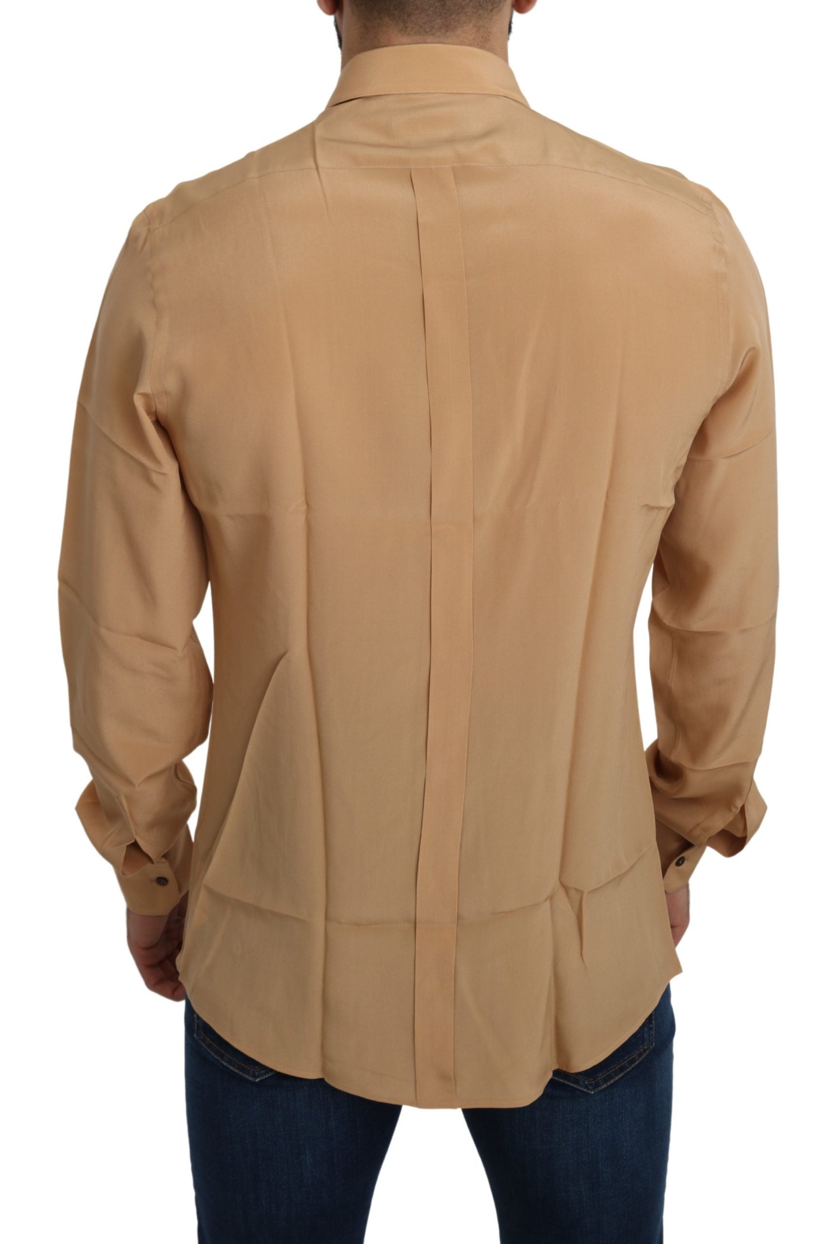 Dolce & Gabbana Yellow 100% Silk GOLD Top Slim Men's Shirt
