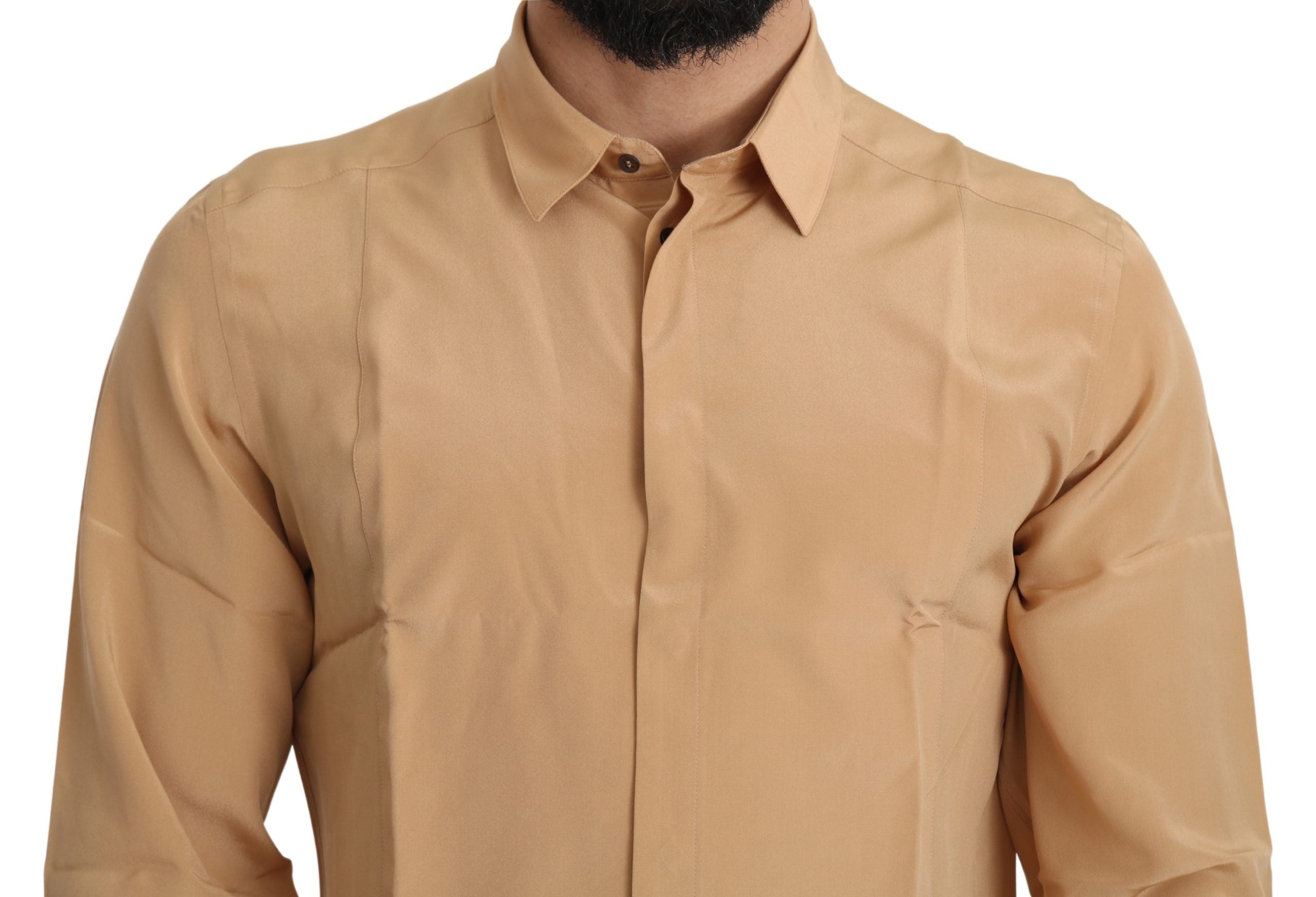 Dolce & Gabbana Yellow 100% Silk GOLD Top Slim Men's Shirt