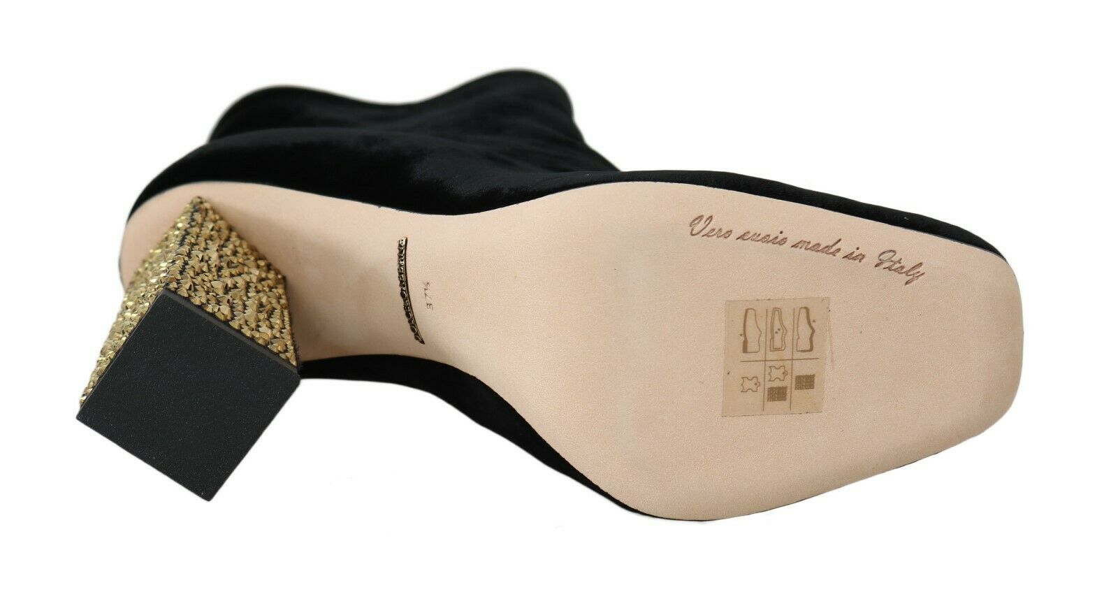 Dolce & Gabbana Elegant Velvet Ankle Boots with Crystal Women's Heels