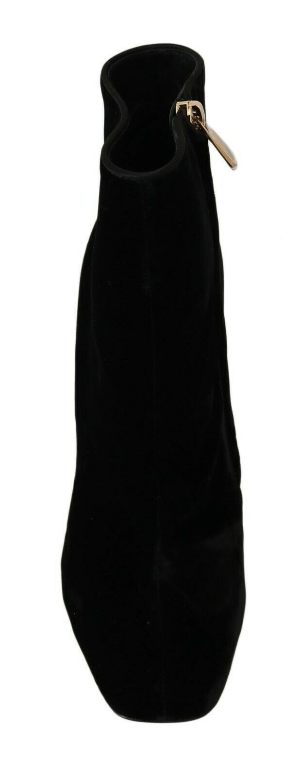 Dolce & Gabbana Elegant Velvet Ankle Boots with Crystal Women's Heels