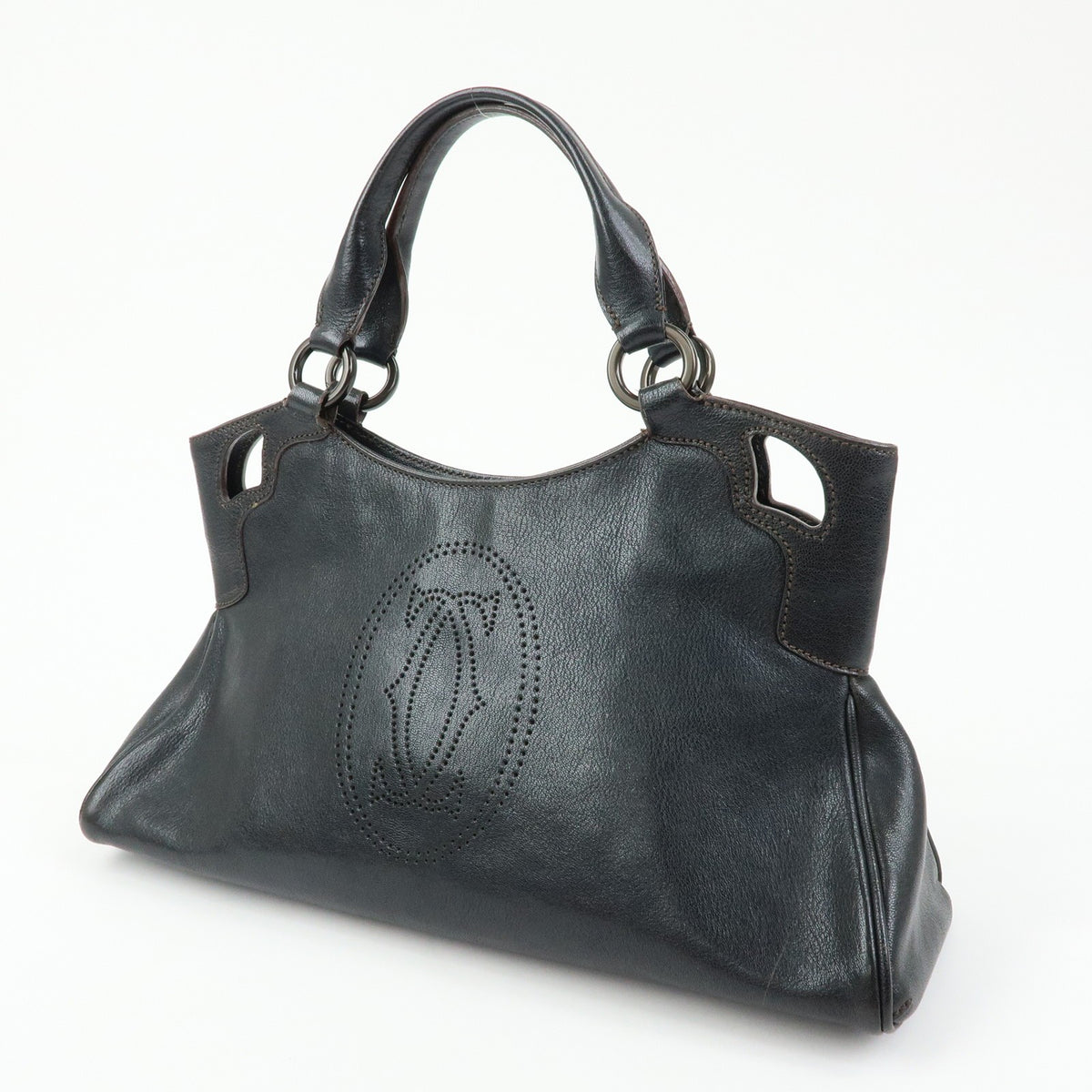 Cartier Marcello Leather Black Leather Handbag (Pre-Owned)