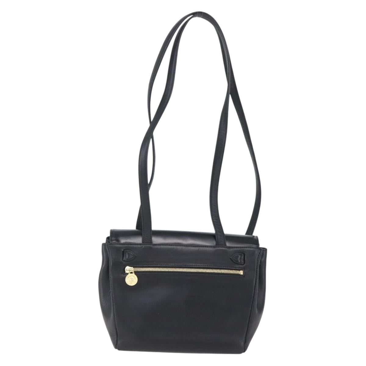 Versace Vintage Leather Black Leather Shoulder Bag Bag (Pre-Owned)
