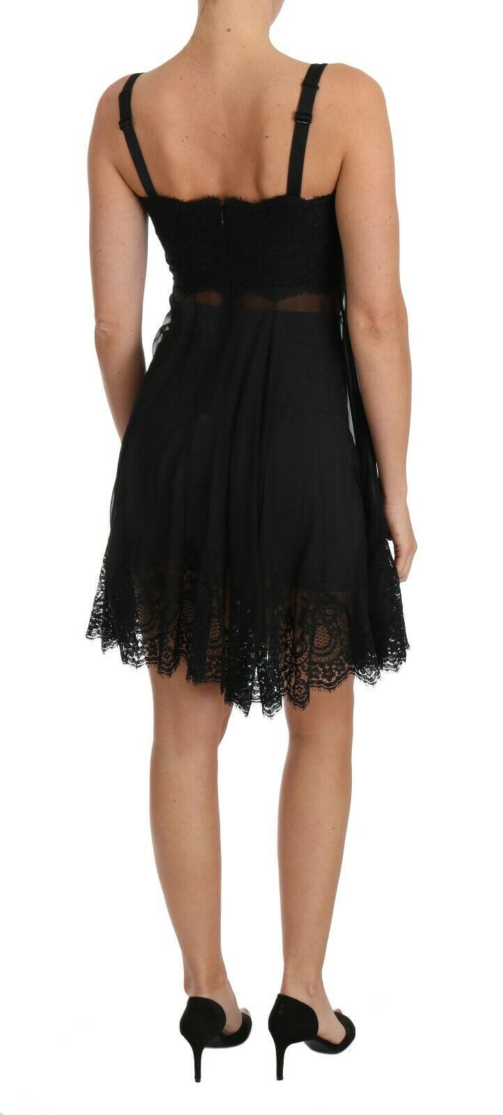 Dolce & Gabbana Black Silk Lace Dress Chemise Women's Lingerie