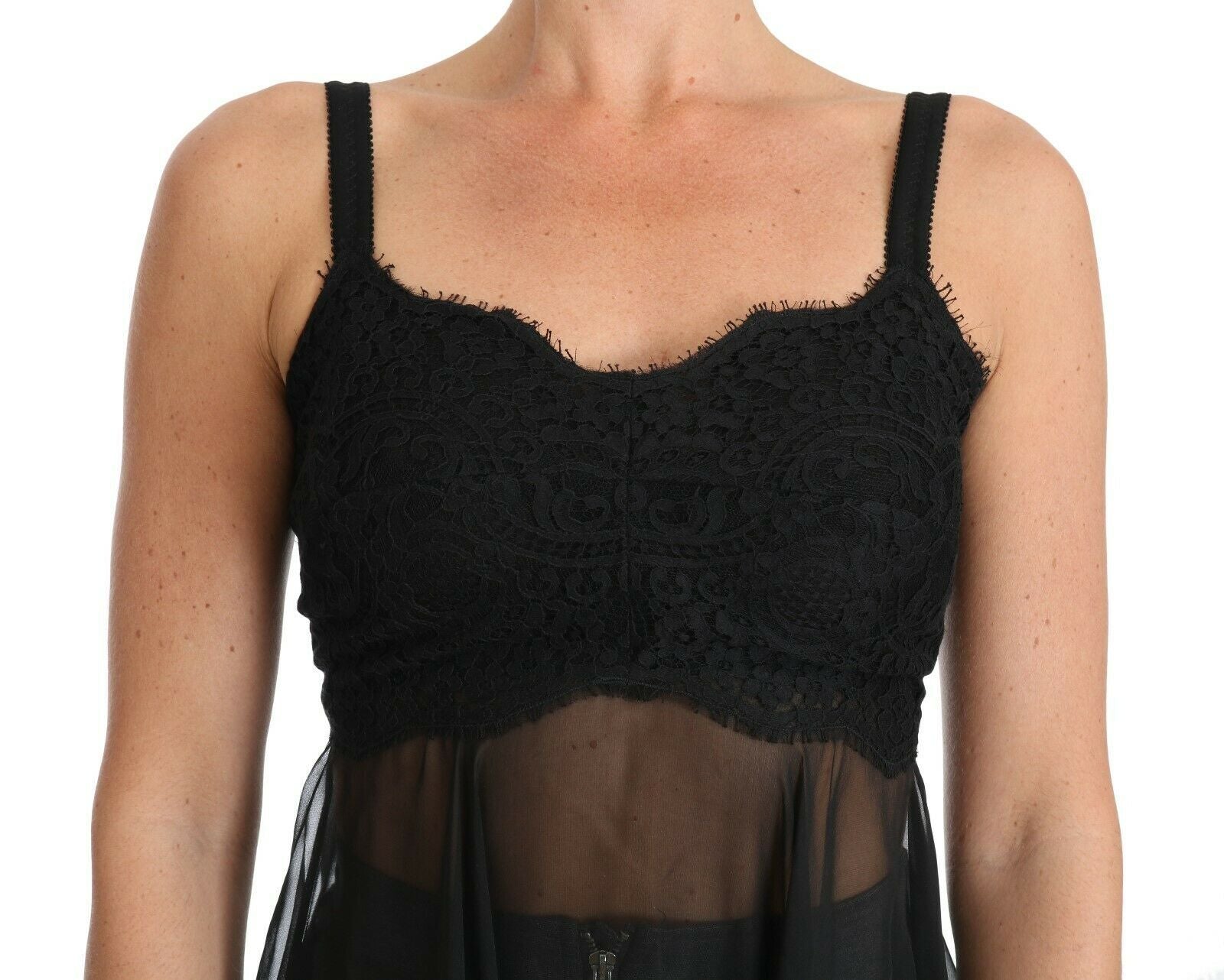 Dolce & Gabbana Black Silk Lace Dress Chemise Women's Lingerie