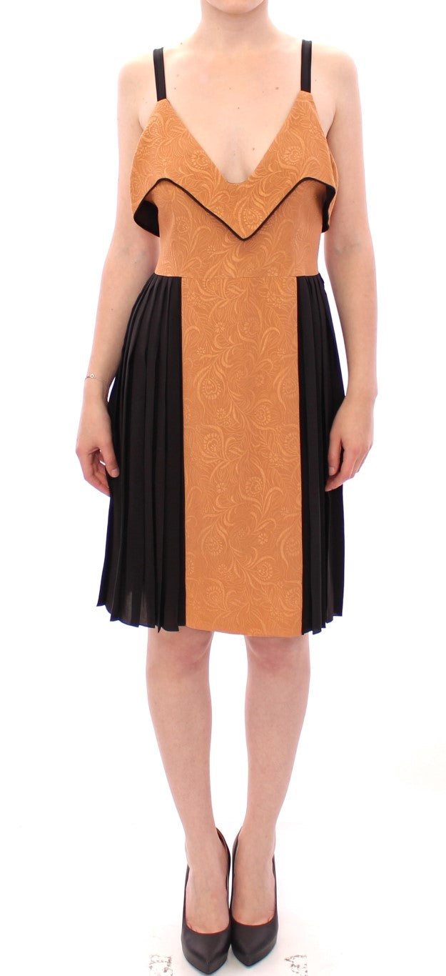 FILOS Silk Bronze & Black Sleeveless Sheath Women's Dress
