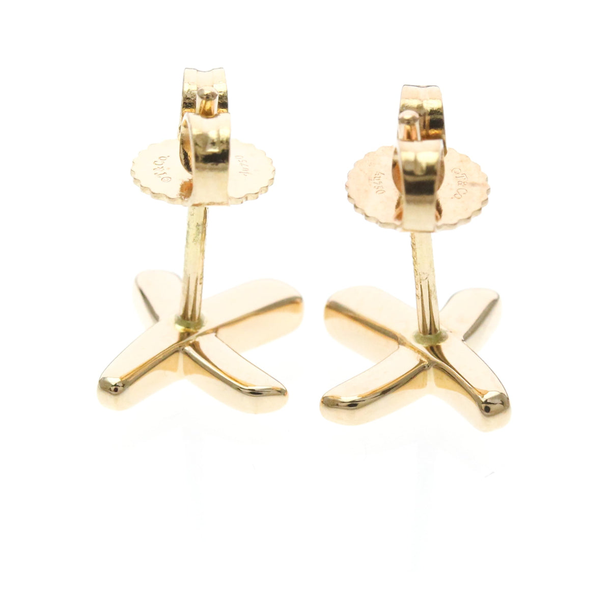 Tiffany & Co. Paloma Picasso Graffiti X Stud 18K Yellow Gold Pink Pink_Gold Earrings Jewelry (Pre-Owned)